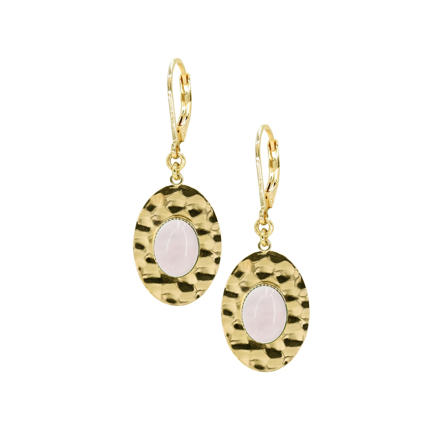 boucles martelées doré quartz rose