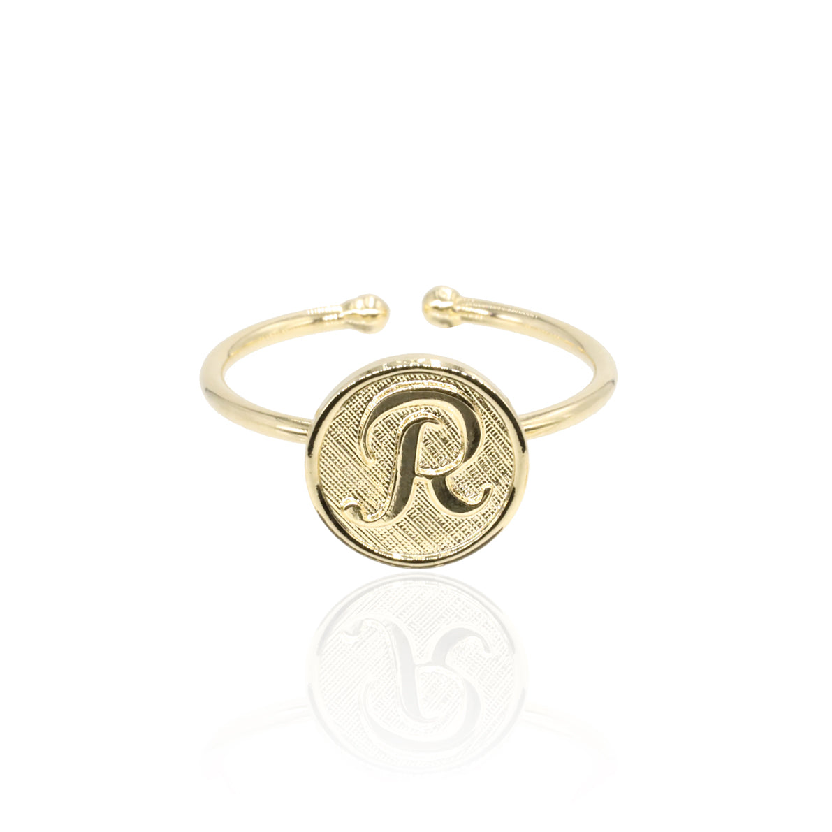 Bague initiale lettre R plaqué or