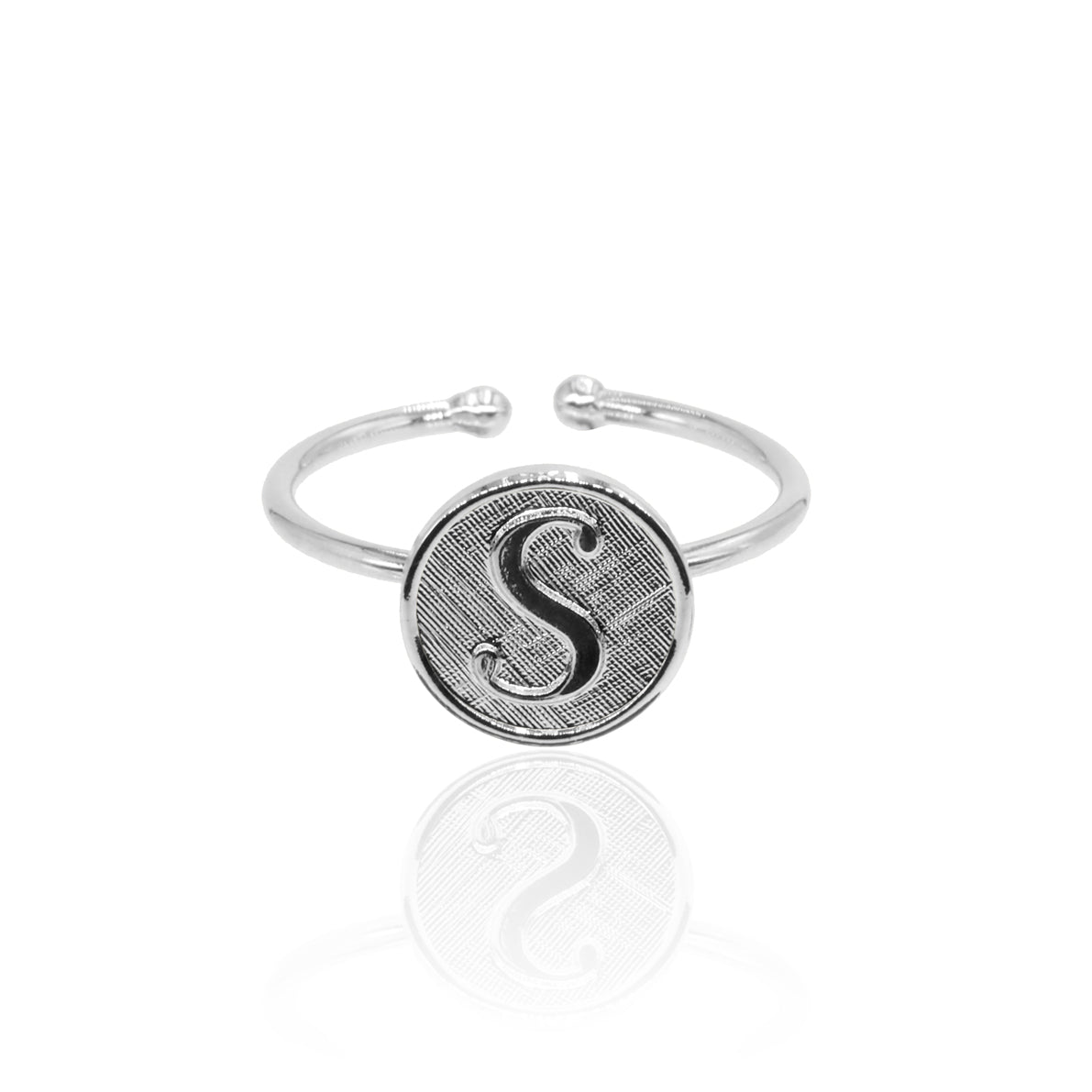 Bague initiale lettre S ajustable argenté