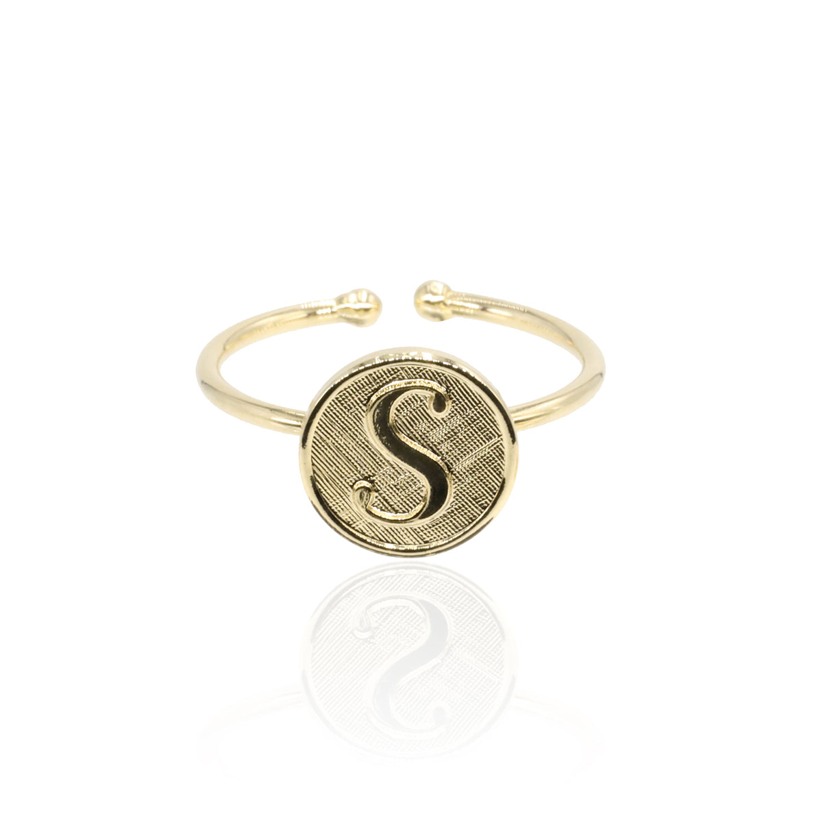 Bague initiale lettre S plaqué or