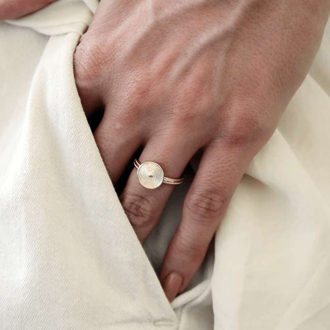 bague spirale soleil doré