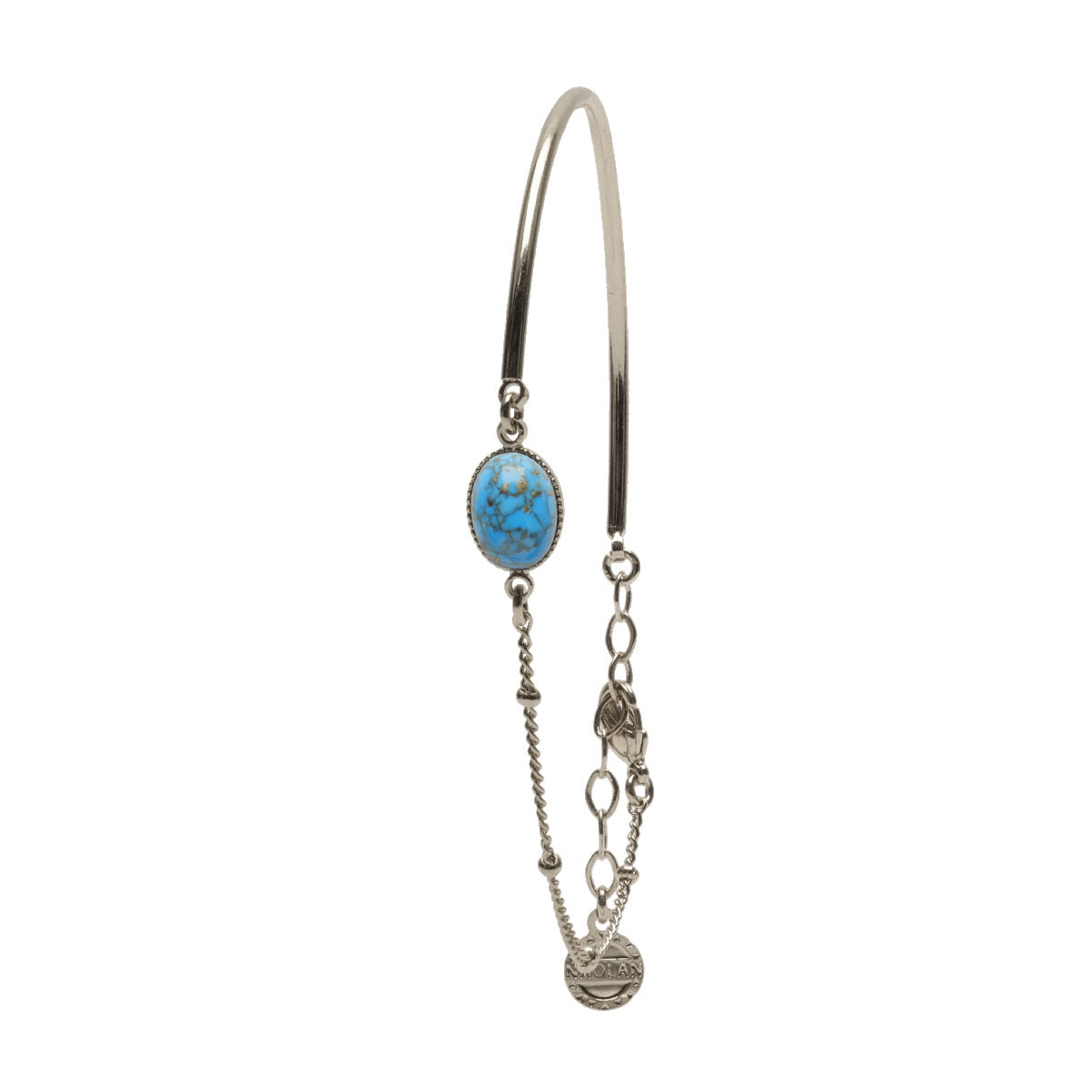 Mi chaine-mi jonc ajustable argent pierre turquoise