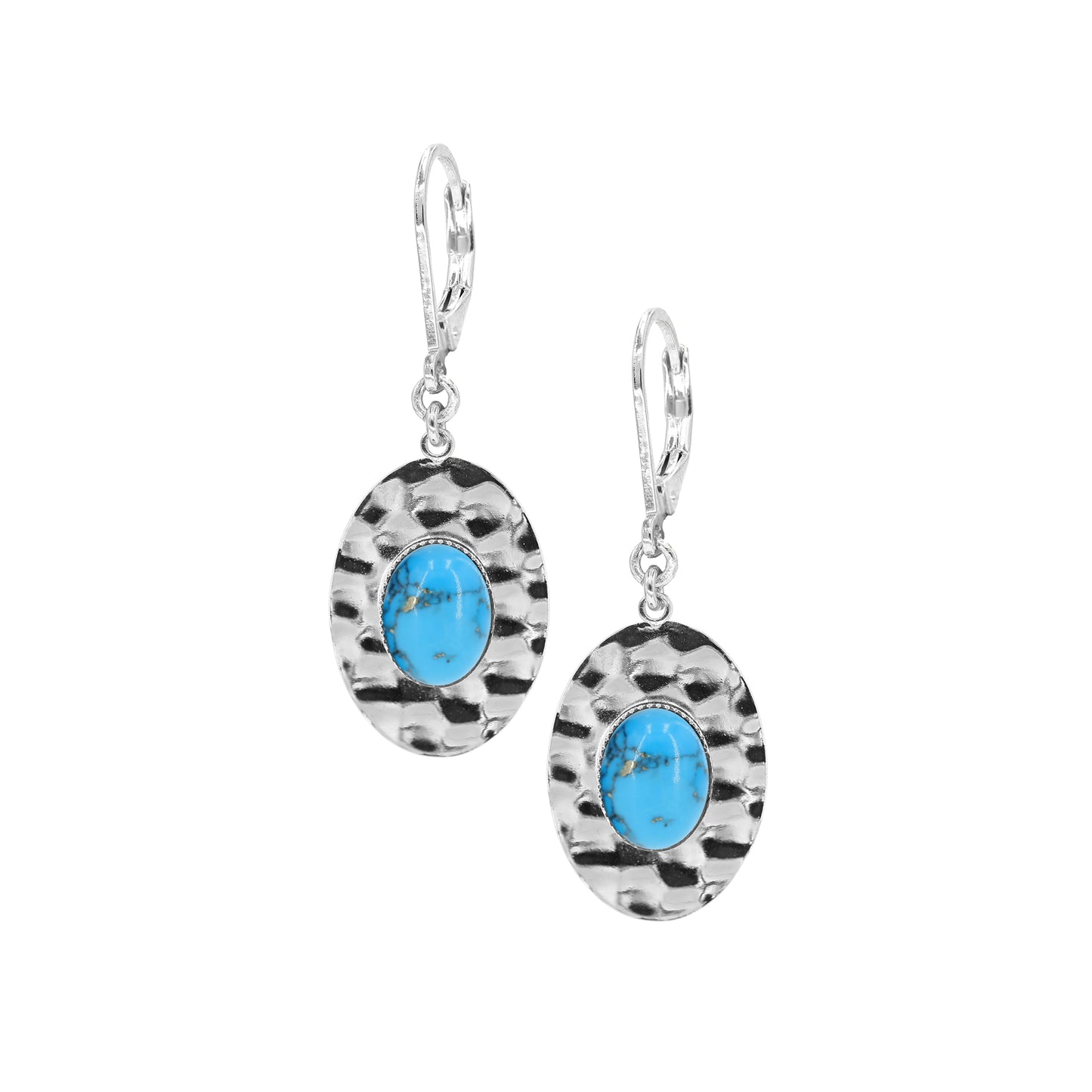 boucles martelées argent pierre turquoise