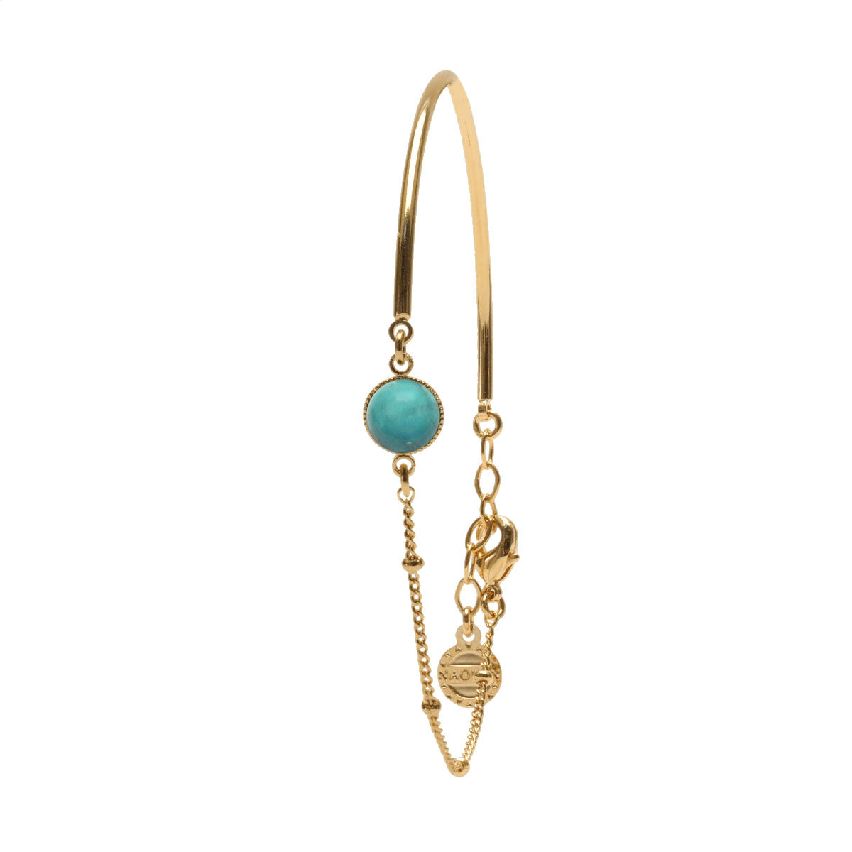 Mi chaine-mi jonc doré pierre turquoise