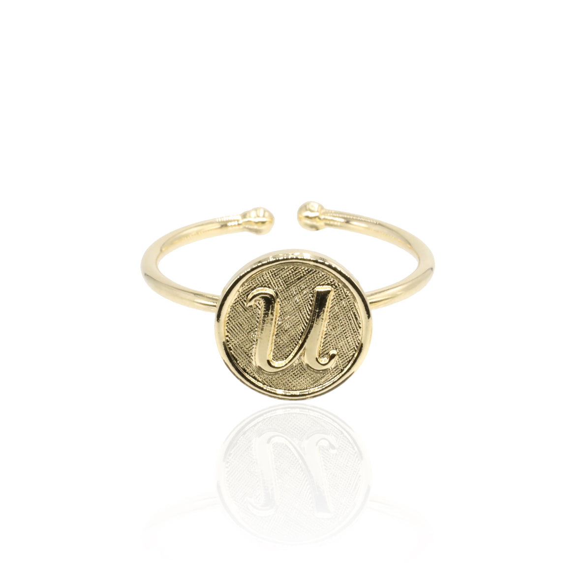 Bague initiale lettre U plaqué or