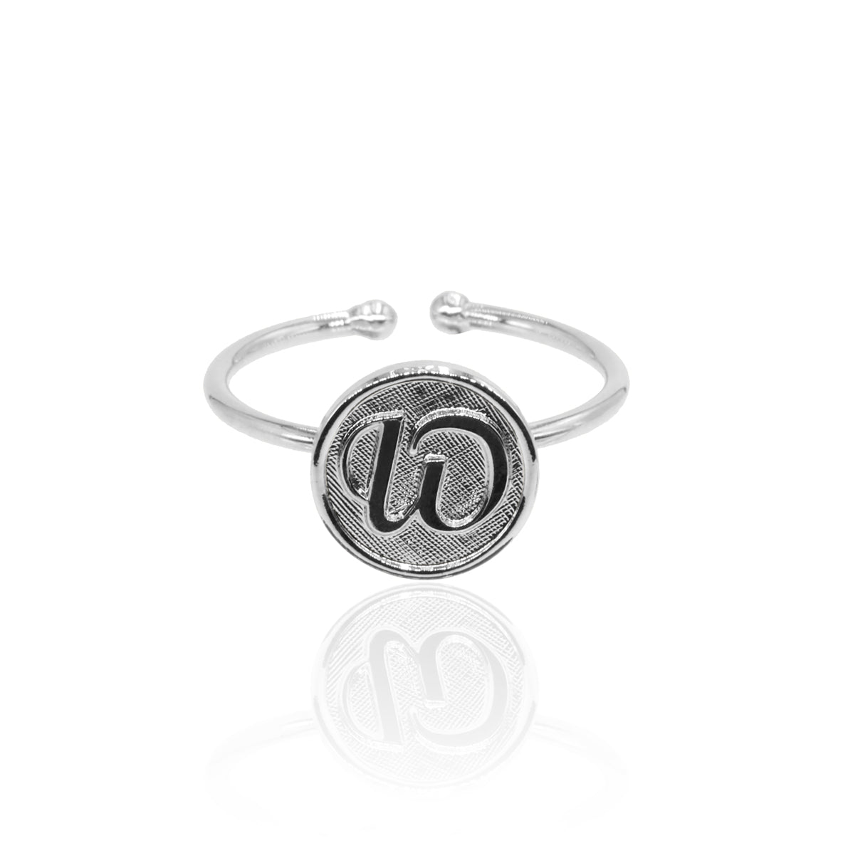 Bague initiale lettre W ajustable argenté