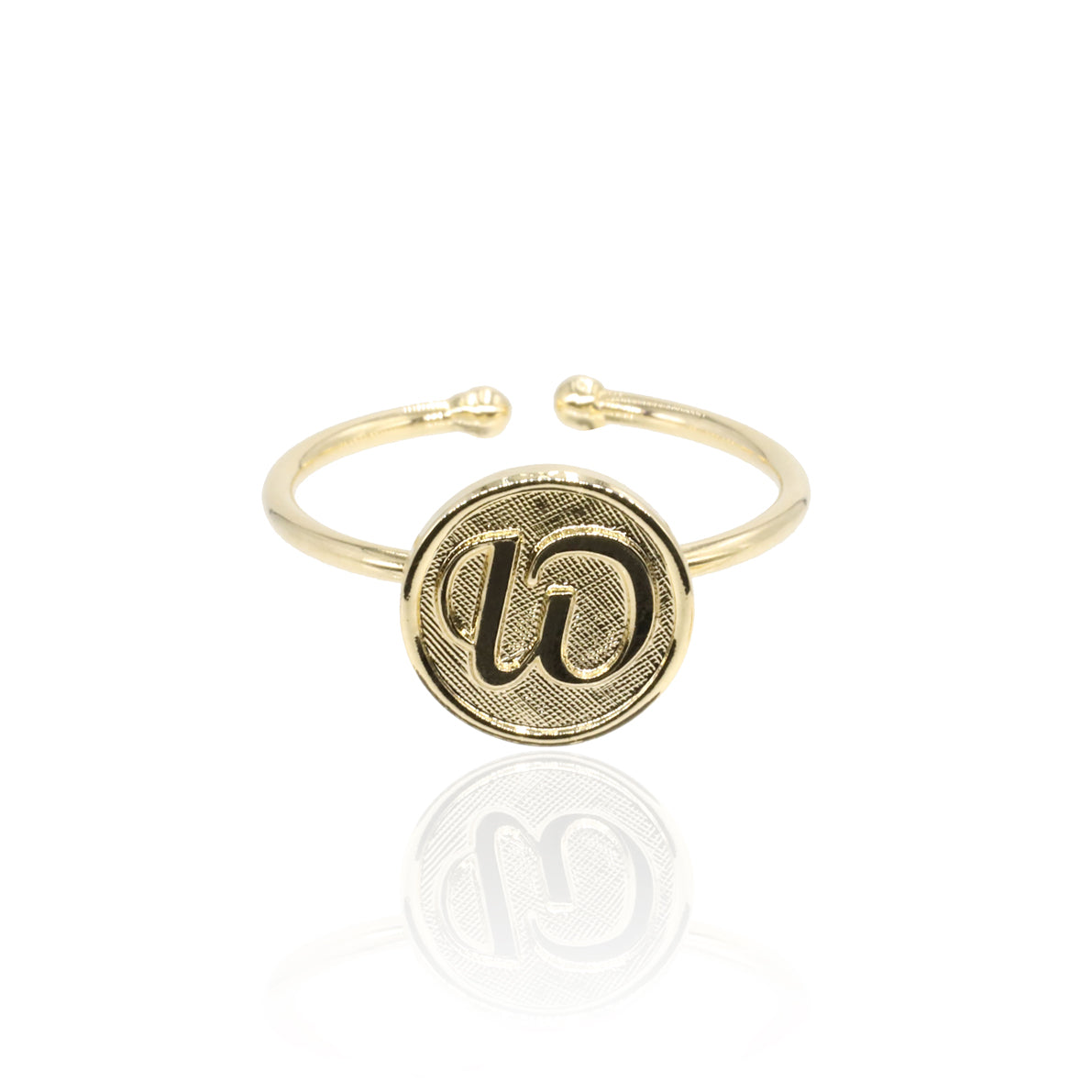 Bague initiale lettre W plaqué or