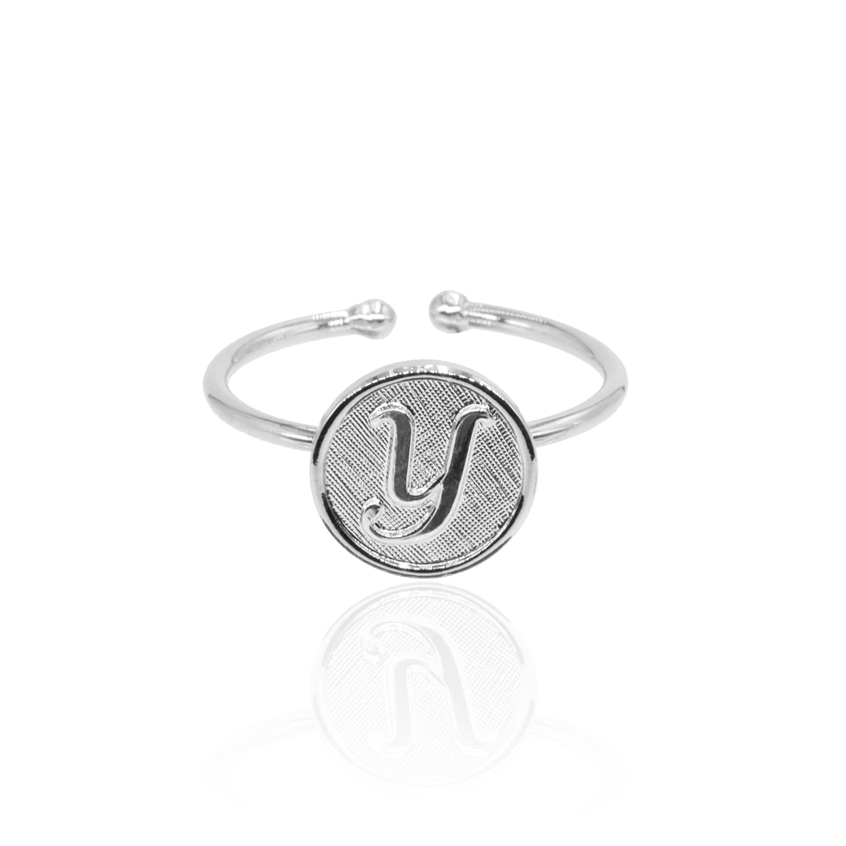 Bague initiale lettre Y argenté ajustable