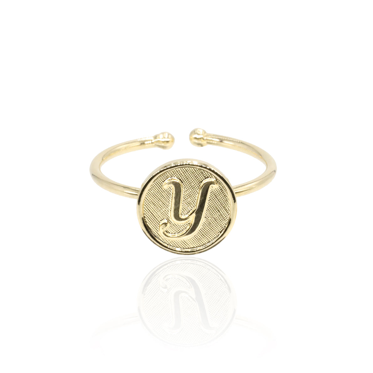 Bague initiale lettre Y plaqué or
