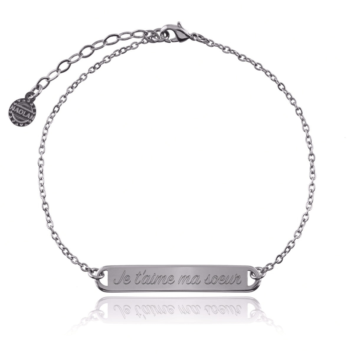 Bracelet chaîne gravé "je t'aime ma soeur"