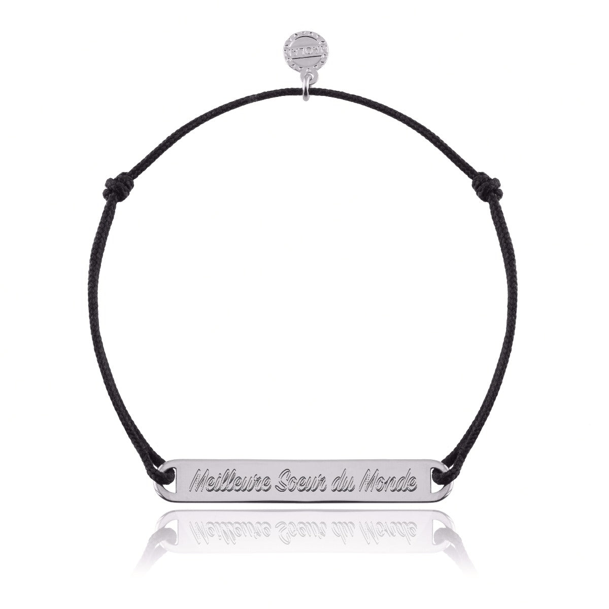 Bracelet cordon meilleure soeur du monde argent