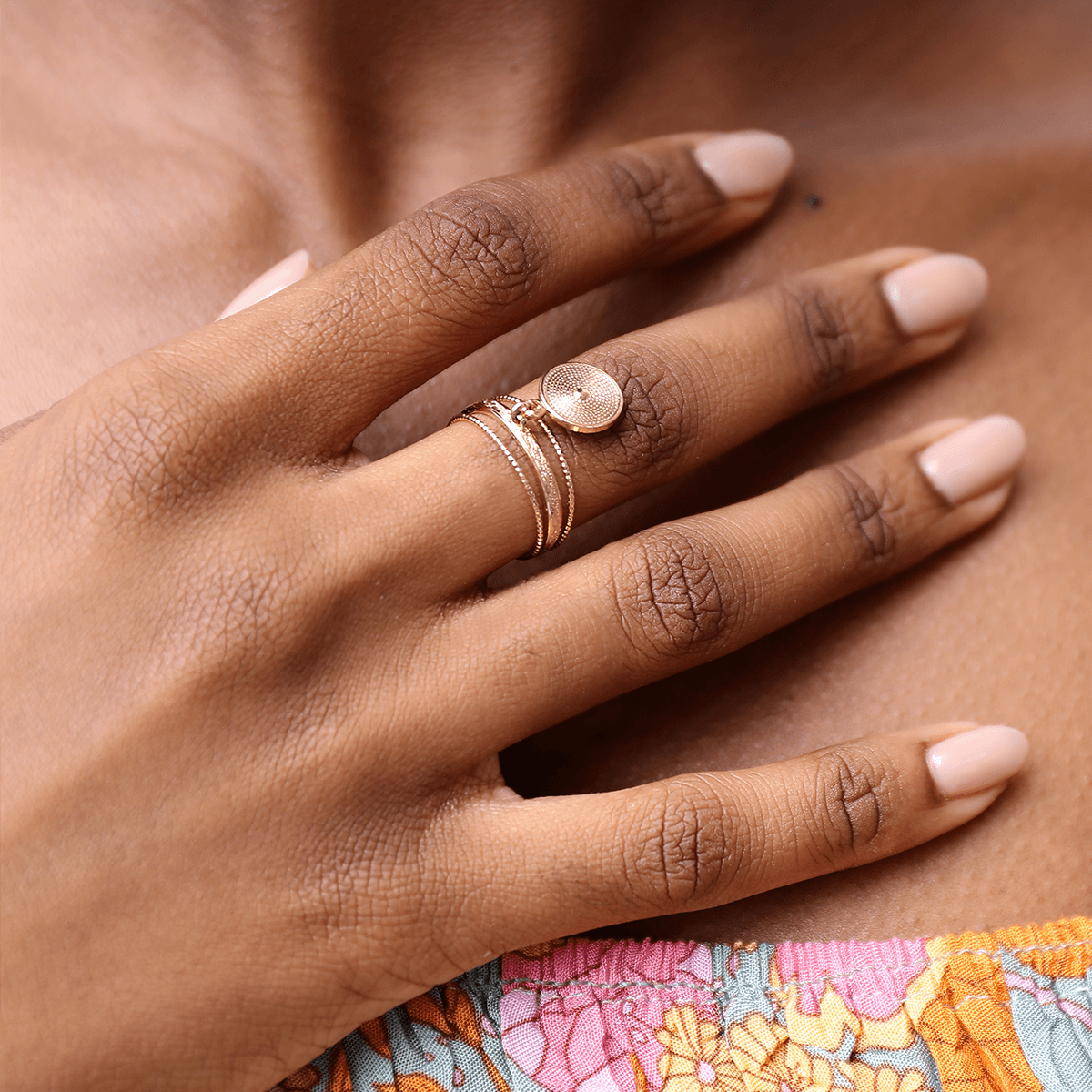 bague ajustable 3 anneaux doré