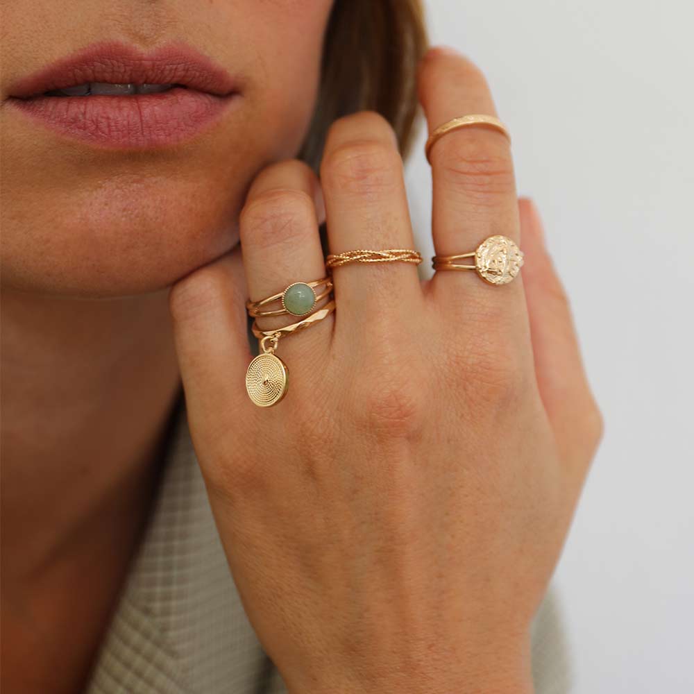 bague réglable jade doré