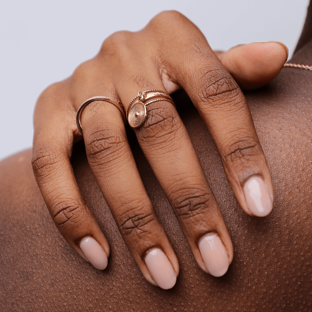 Bague ajustable 3 anneaux avec pampille