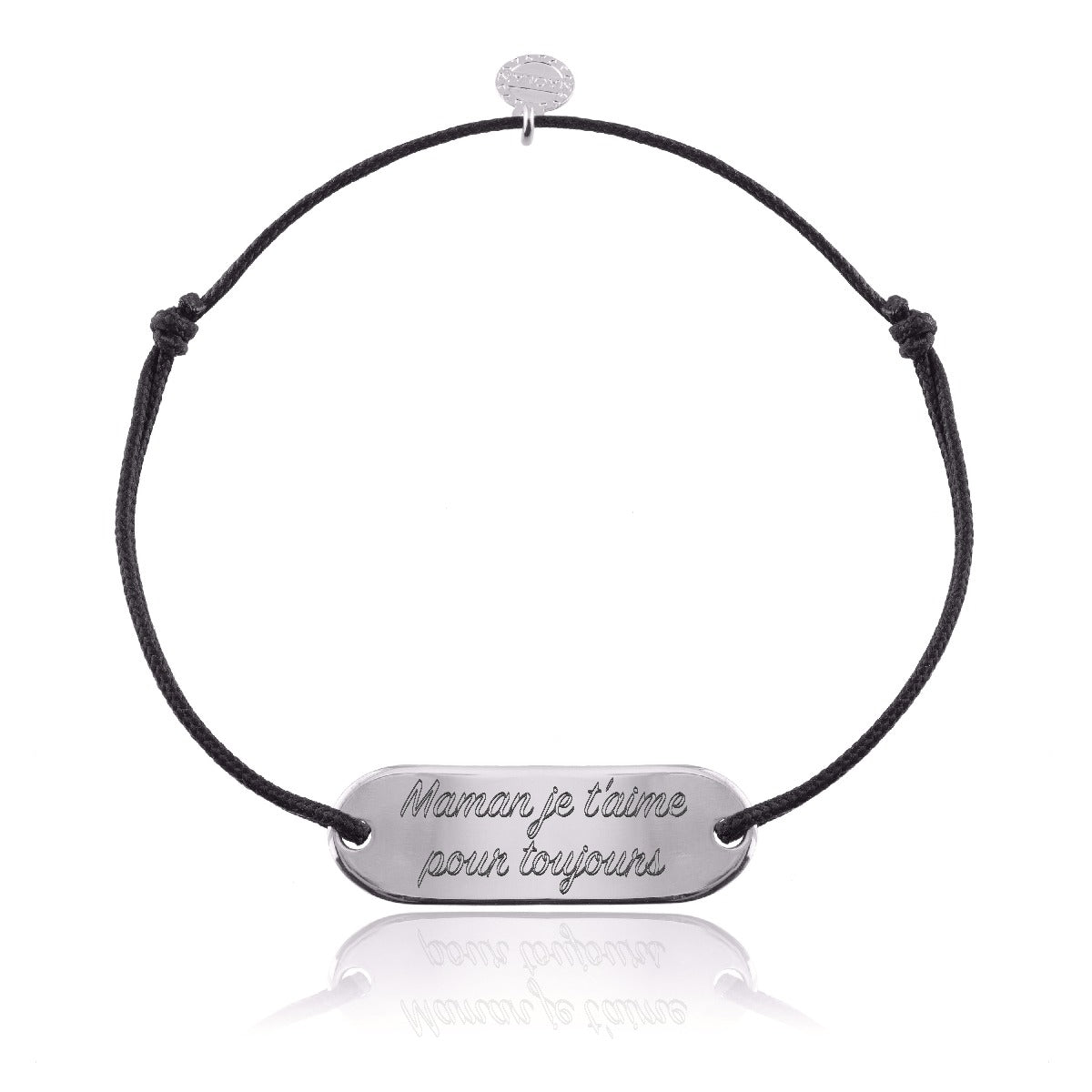 Bracelet cordon xl Maman je t'aime pour toujours argent