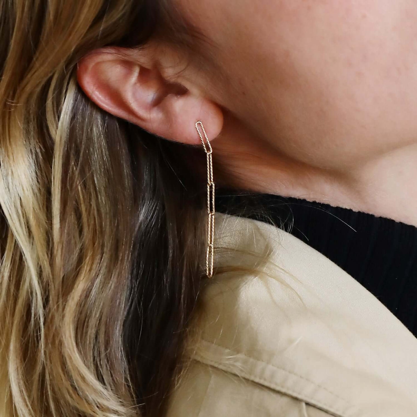 boucles chaine maille doré