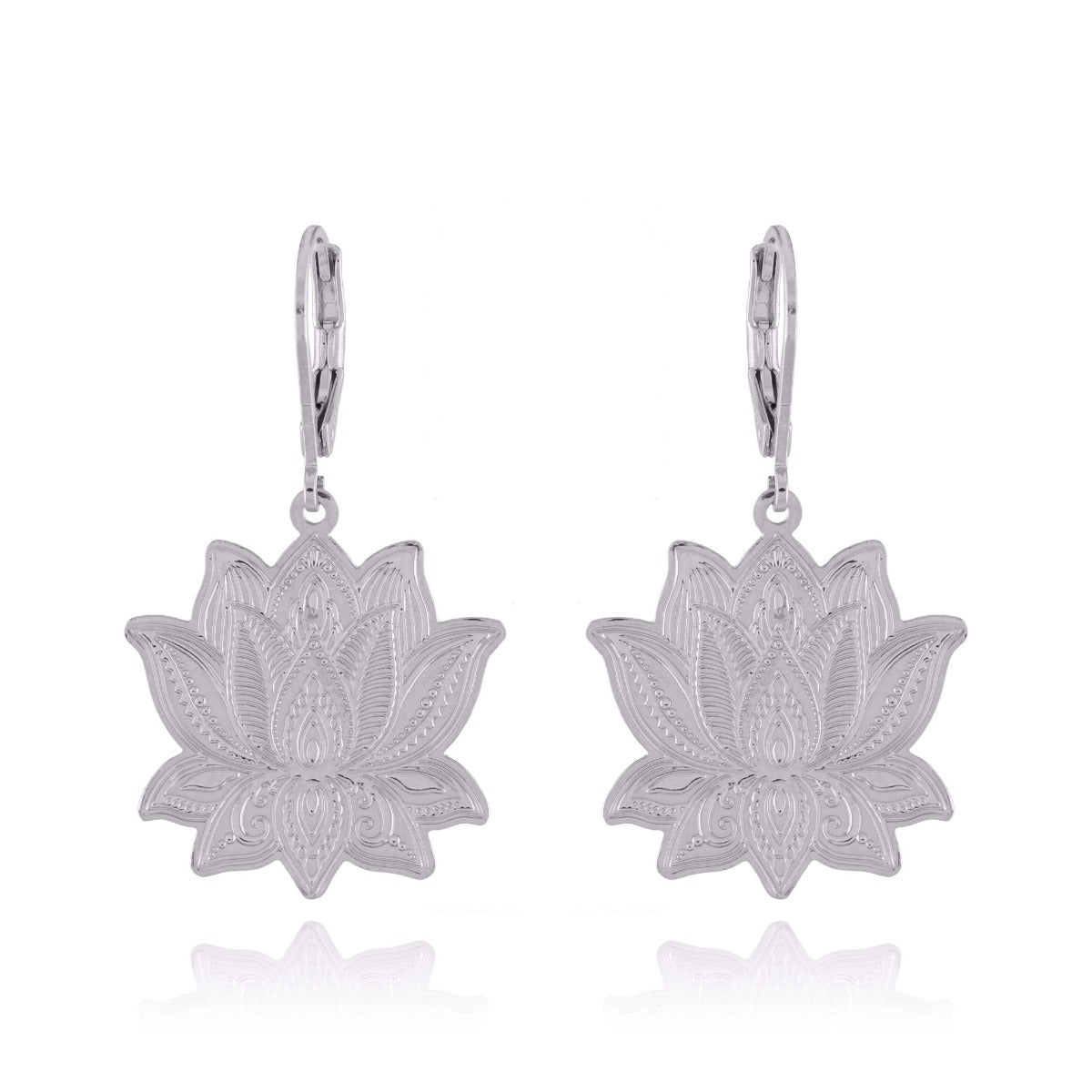 boucles coeur de lotus argent