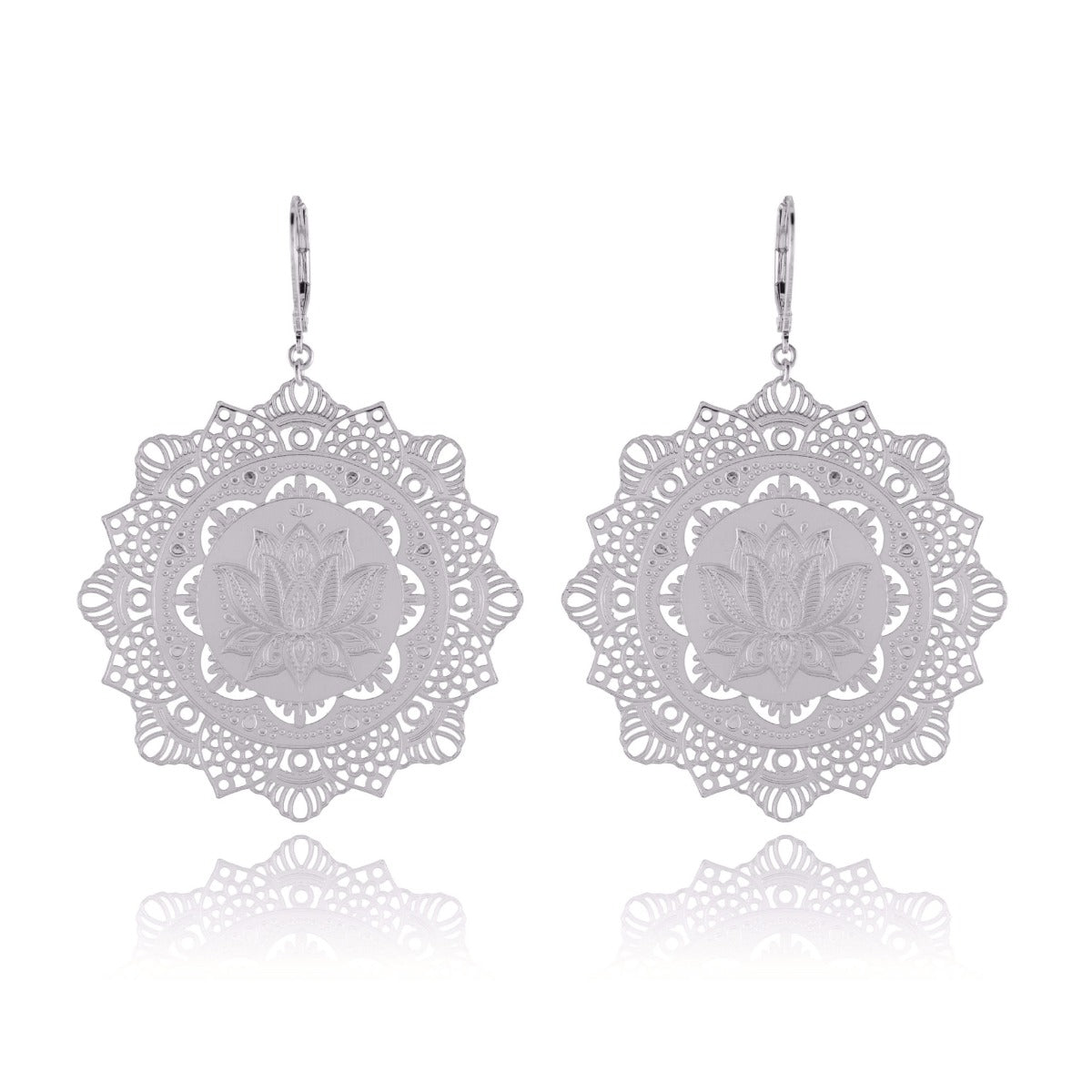 Boucles fleur de lotus argent