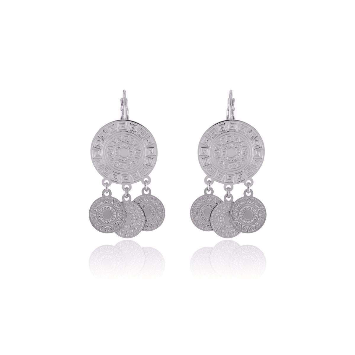 Boucles mayas trois papilles argent
