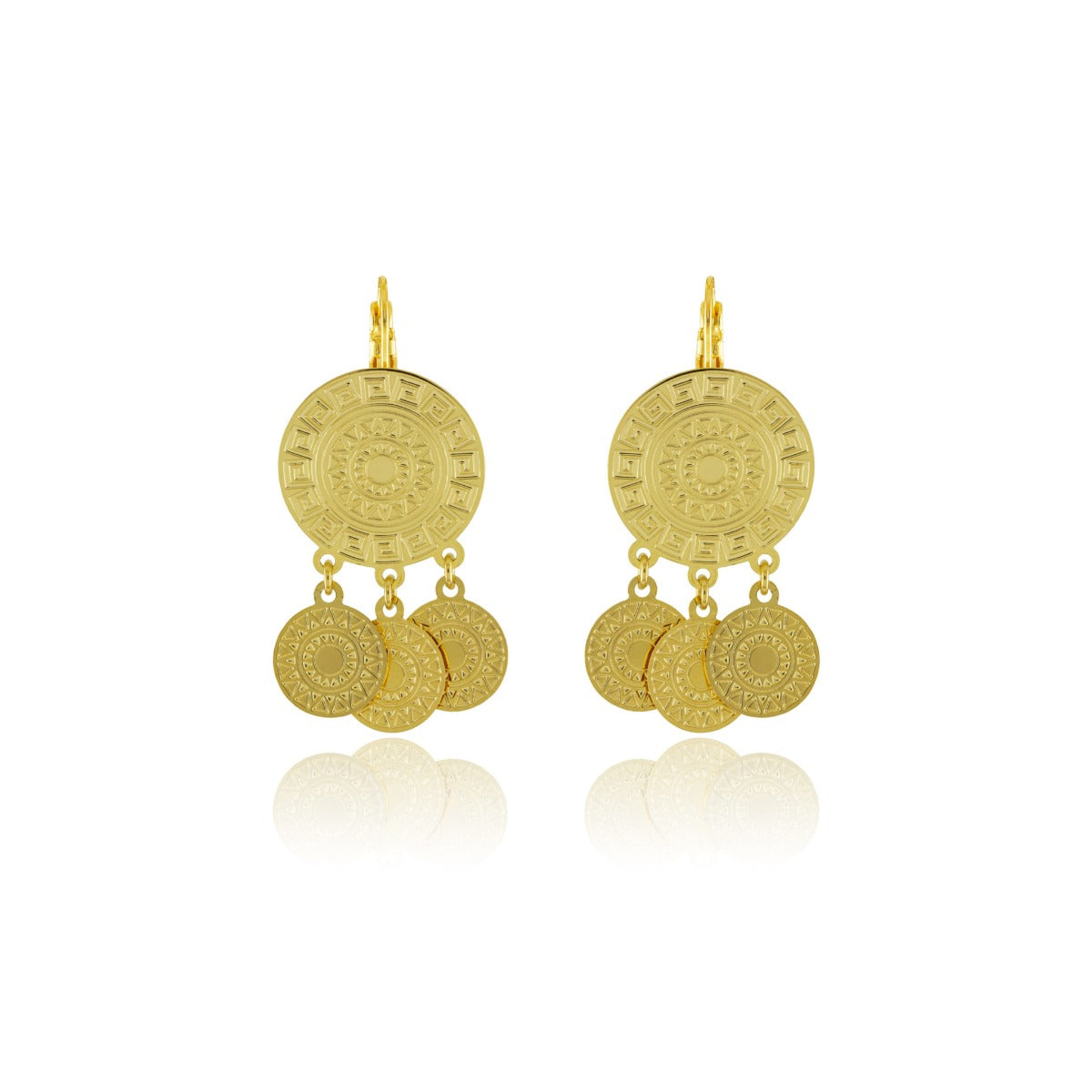 Boucles mayas trois pampilles or