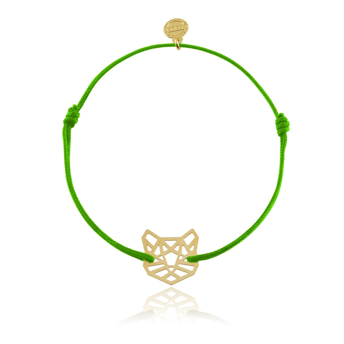 Bracelet cordon ajustable origami chat doré