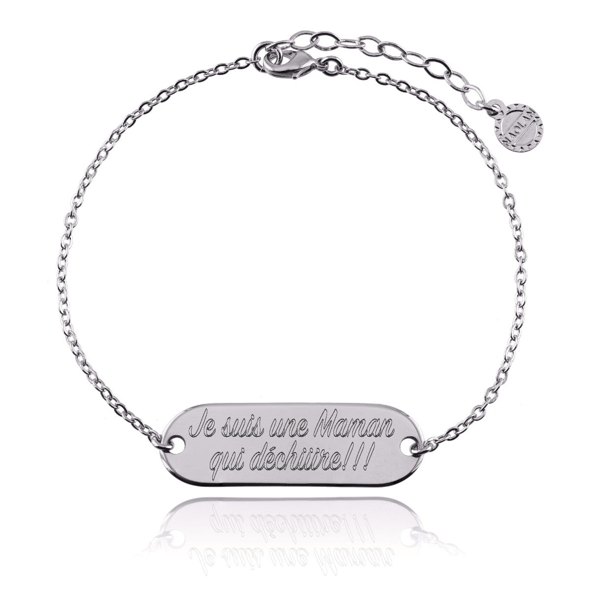 Bracelet chaine xl je suis une maman qui dechire argent