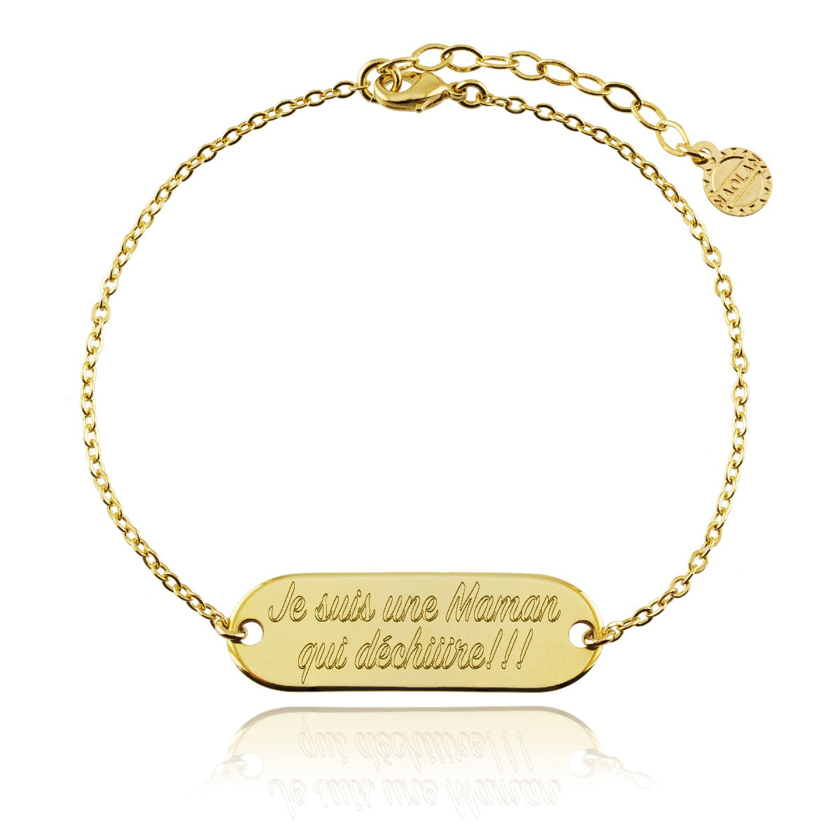 Bracelet chaîne gravé "Je suis une maman qui déchire" XL