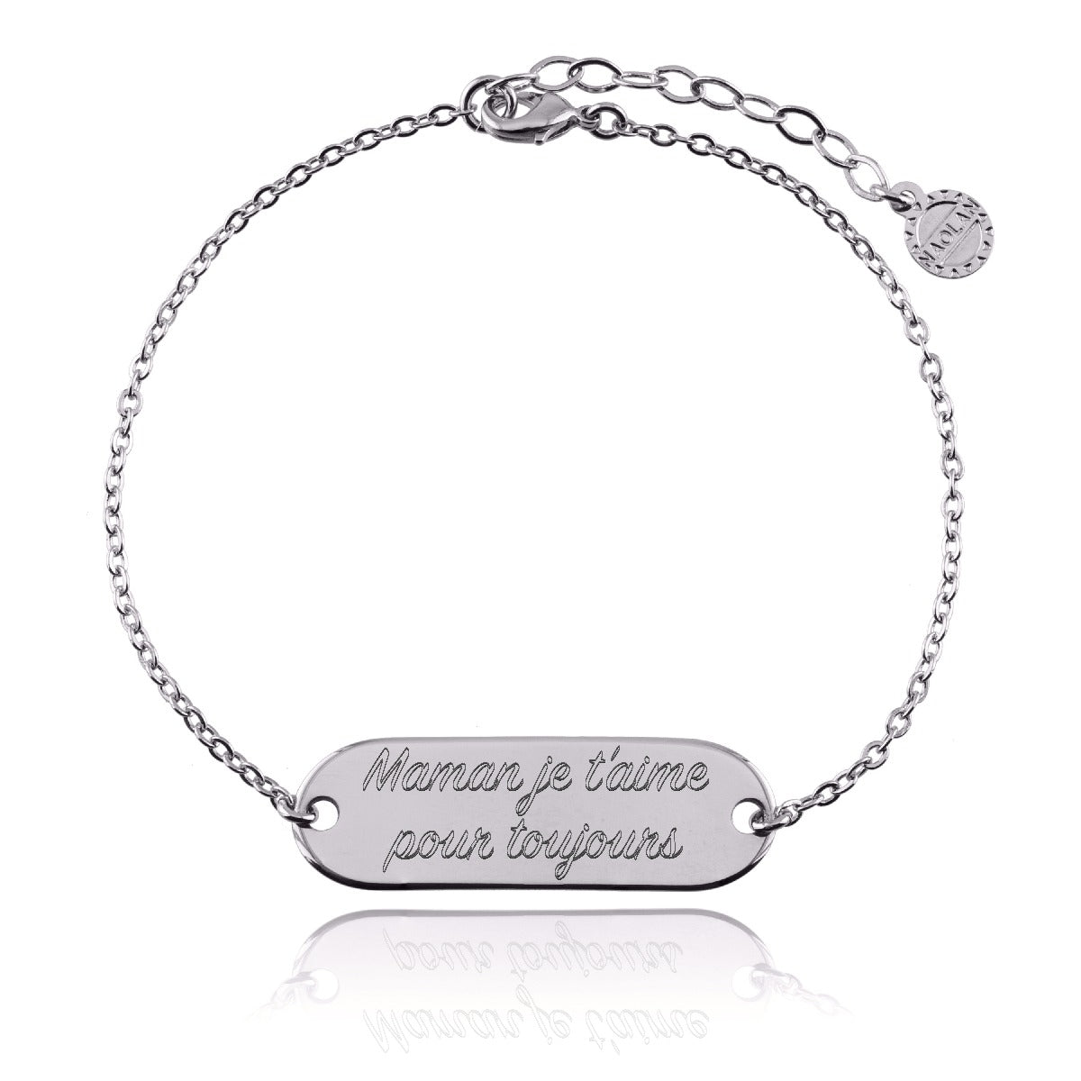 Bracelet chaine xl maman je t'aime pour toujours argent