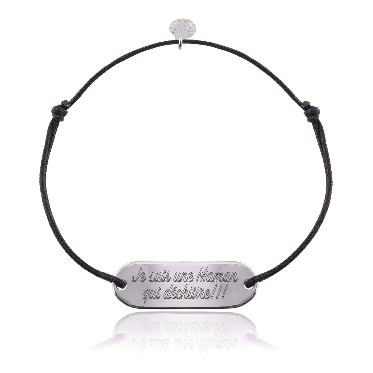 Bracelet cordon xl je suis une maman qui déchire argent