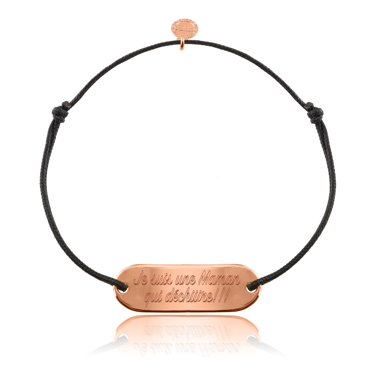 bracelet cordon xl je suis une maman qui déchire or rose