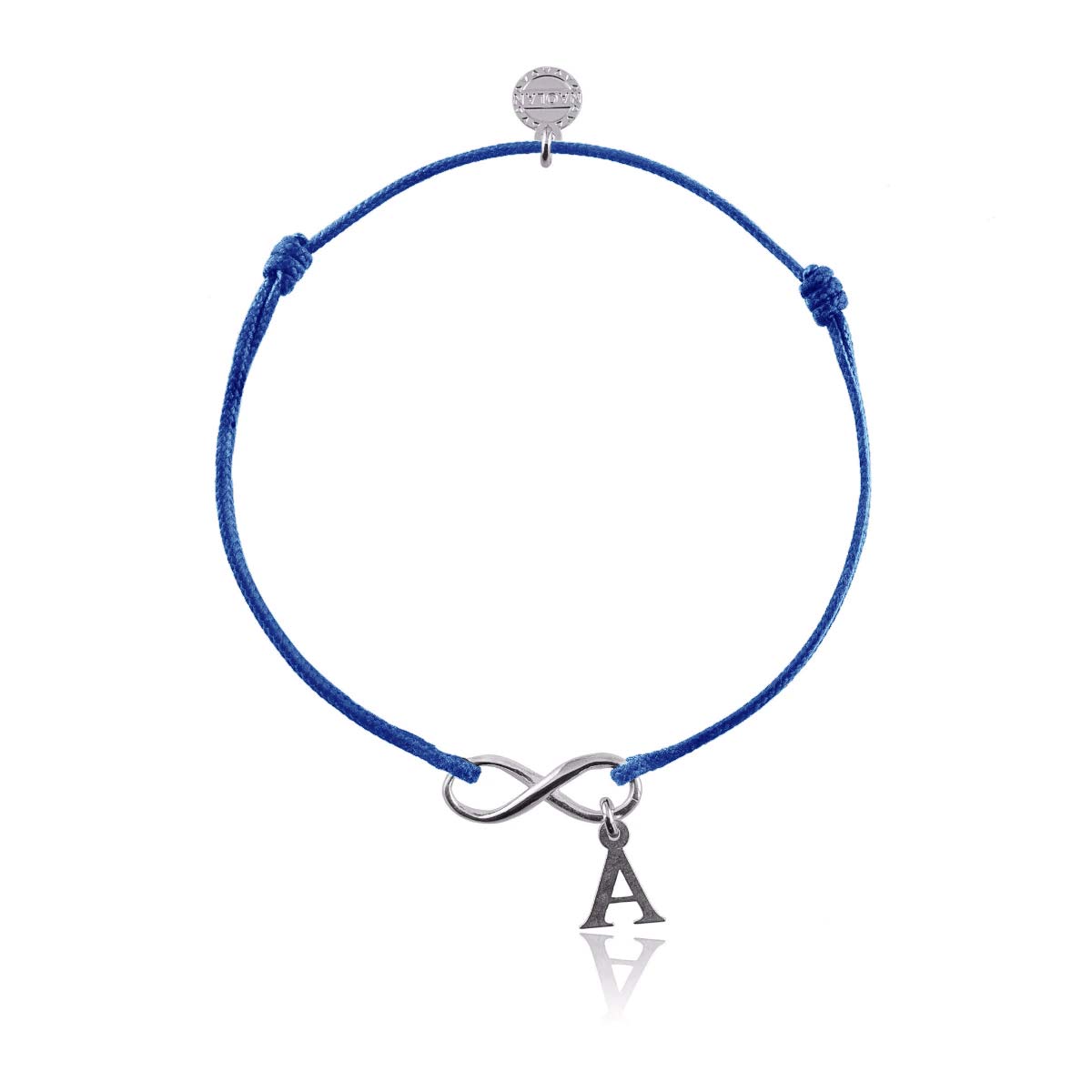 Bracelet cordon infini pampille lettre réglable