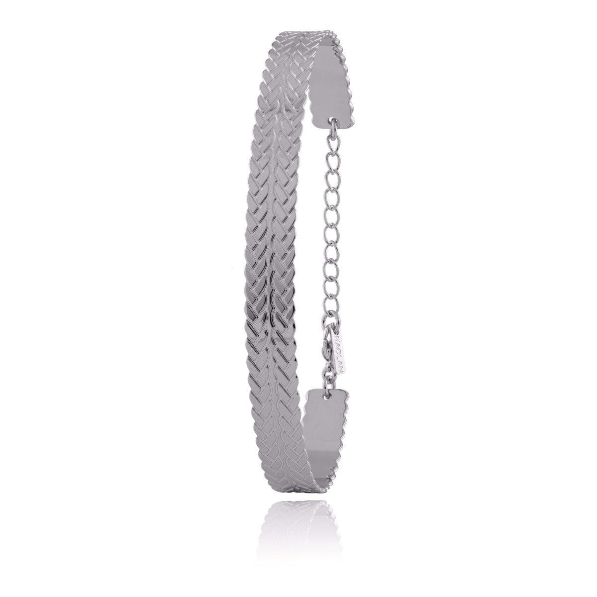 Jonc ajustable argent tresses