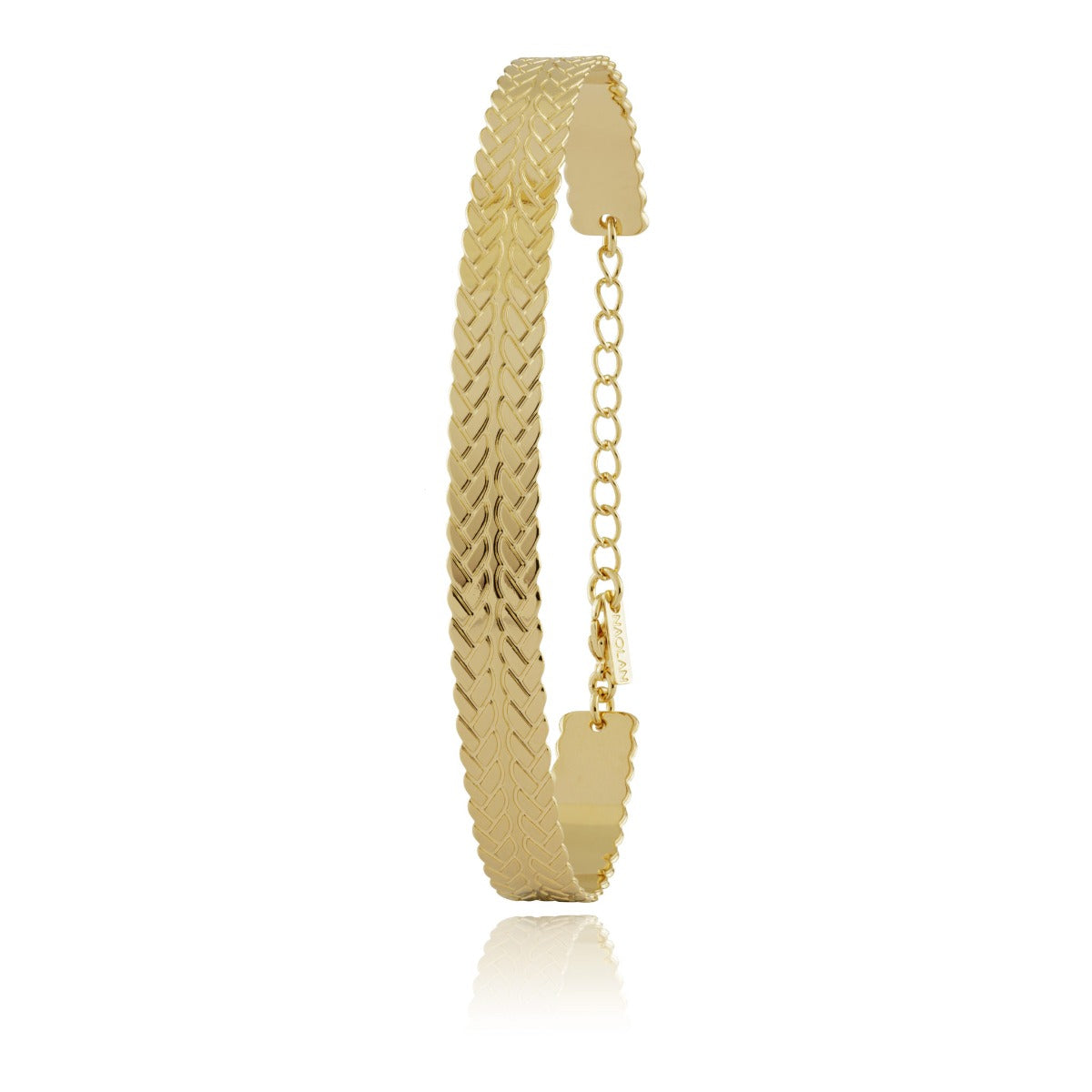Bracelet jonc double tresse or