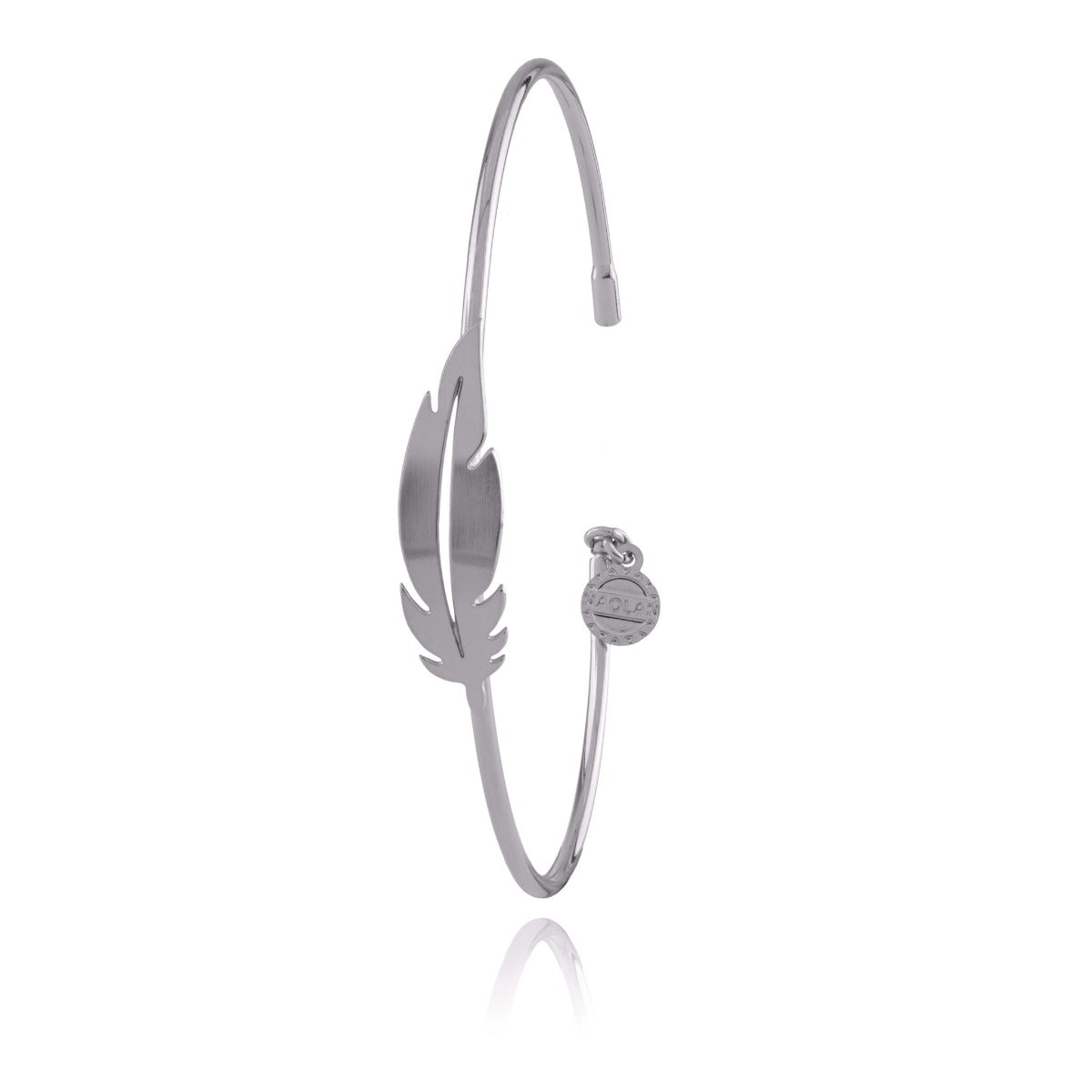 Bracelet jonc plume argenté