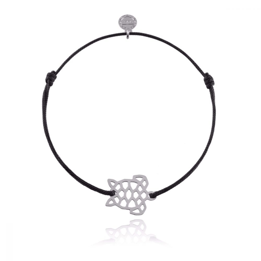 Bracelet cordon ajustable tortue argent