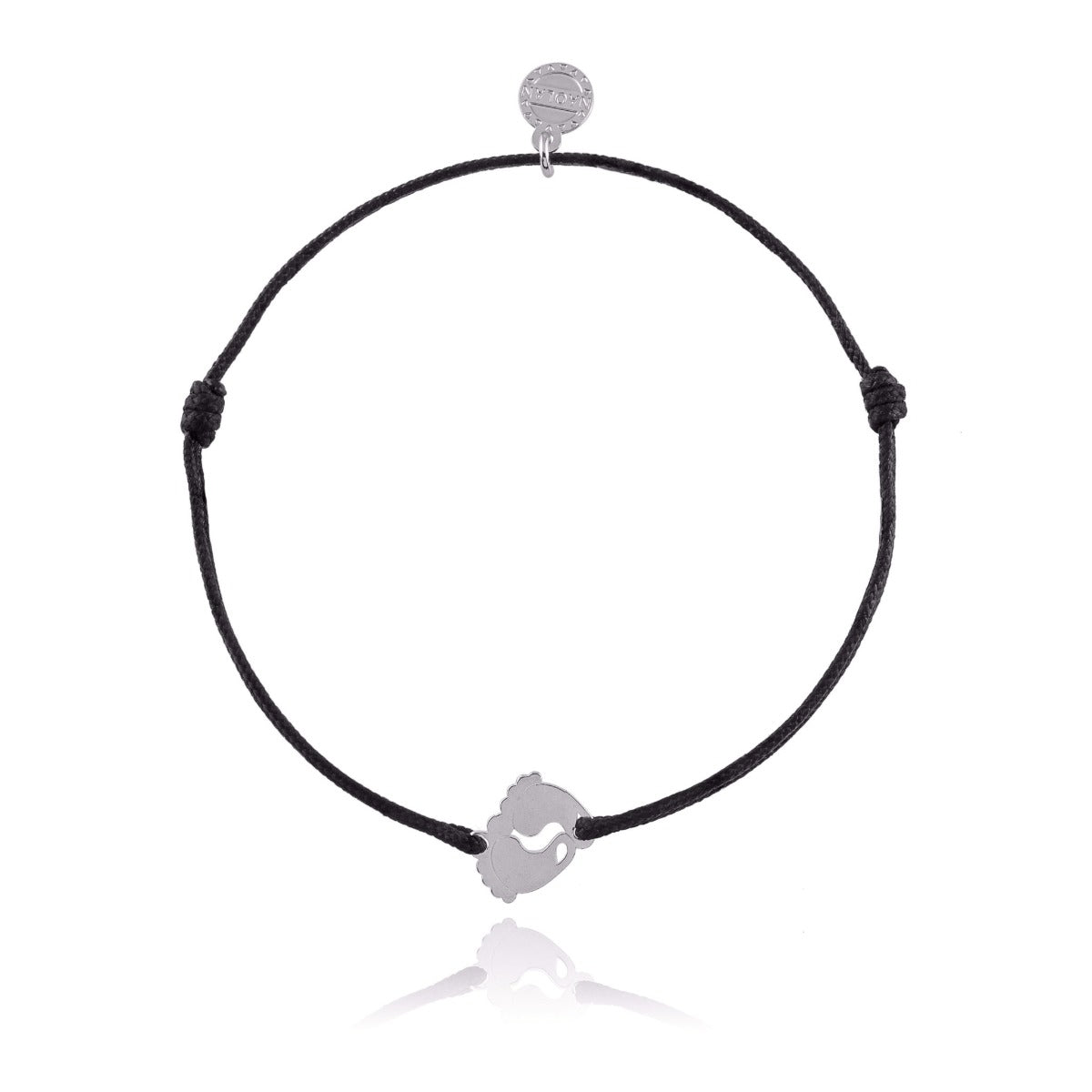 Bracelet cordon deux pieds argent