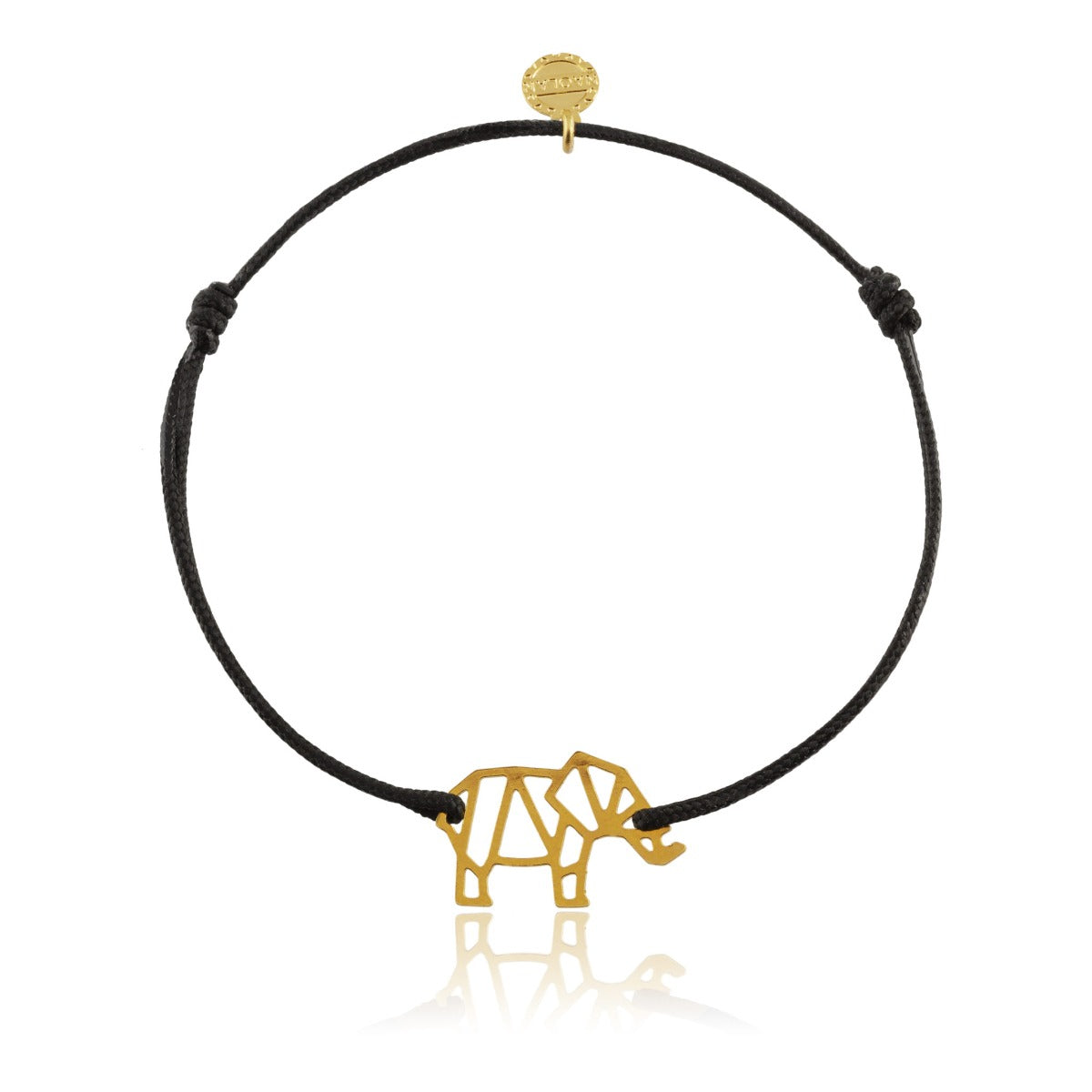 Bracelet cordon éléphant origami or