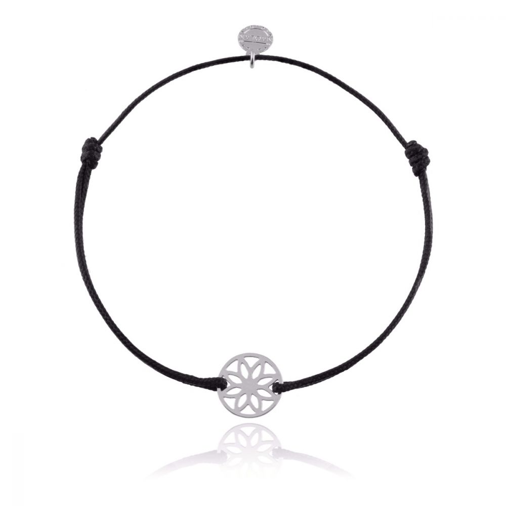 Bracelet cordon petite fleur réglable - ARGENT
