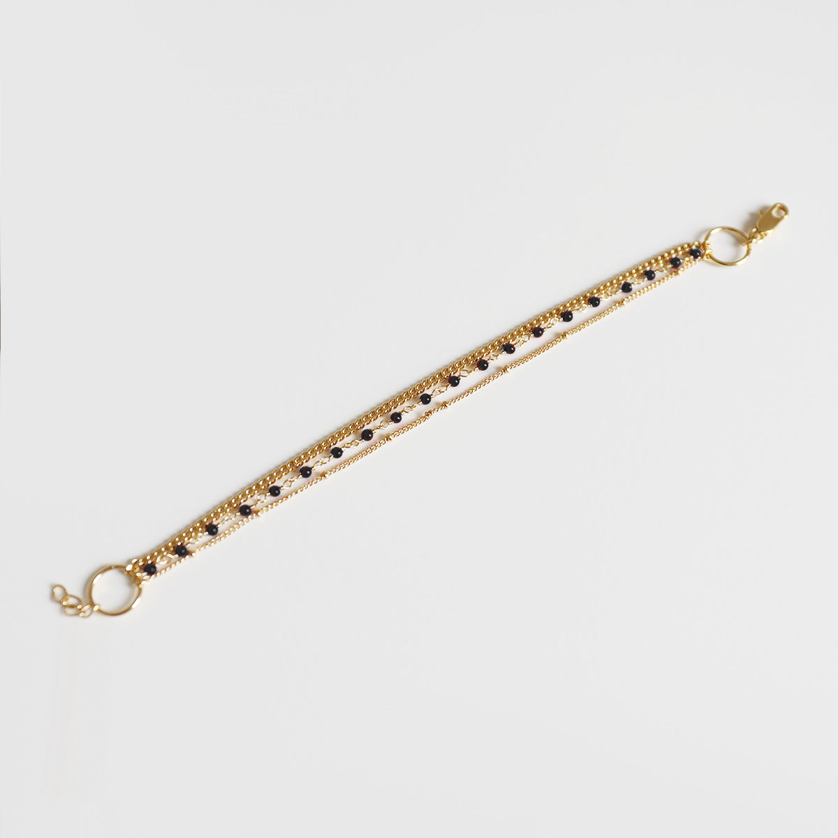 Bracelet ajustable doré 3 rangs bleu