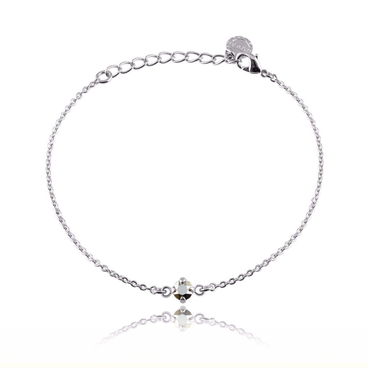 Bracelet solitaire cristal gris argent