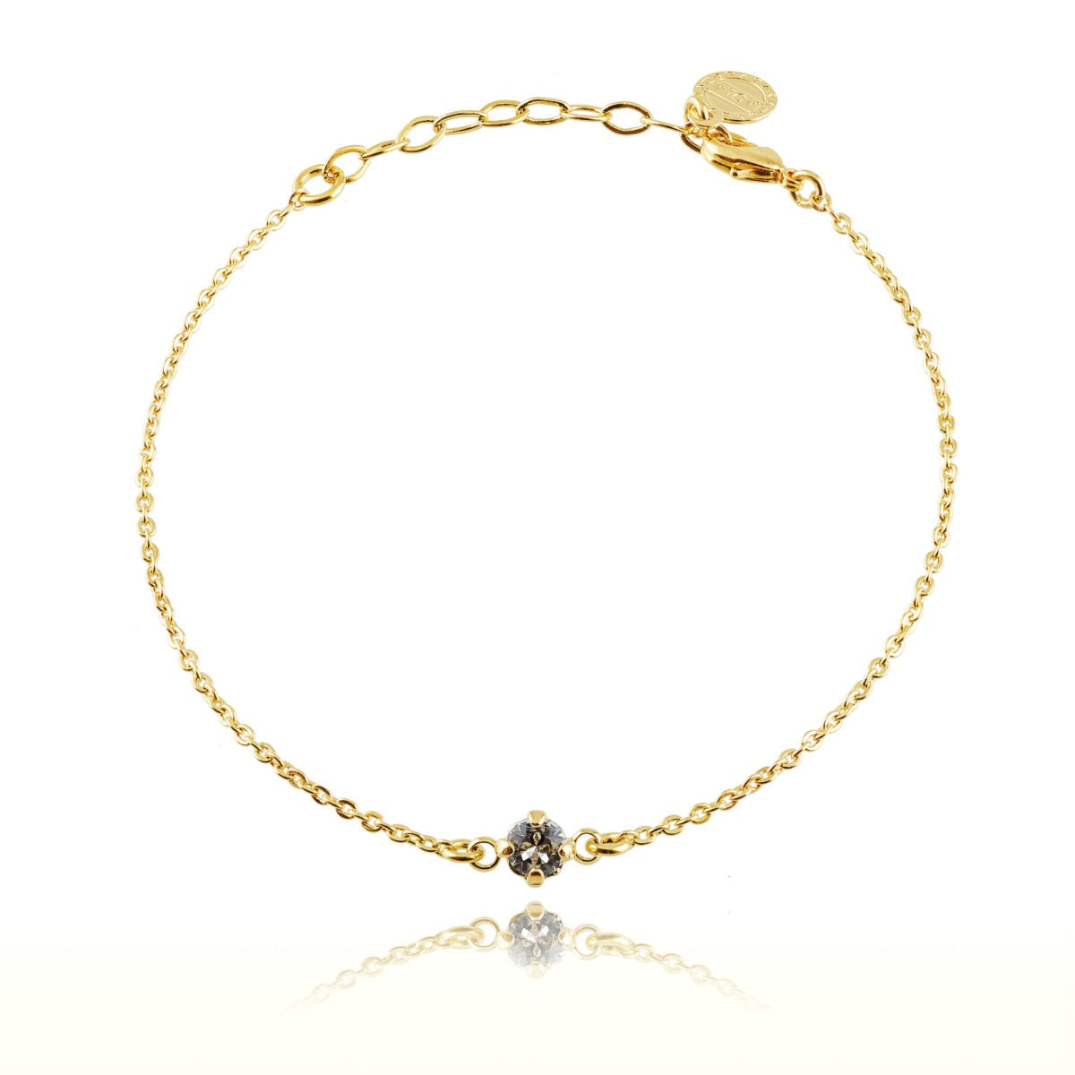 Bracelet solitaire cristal transparent or