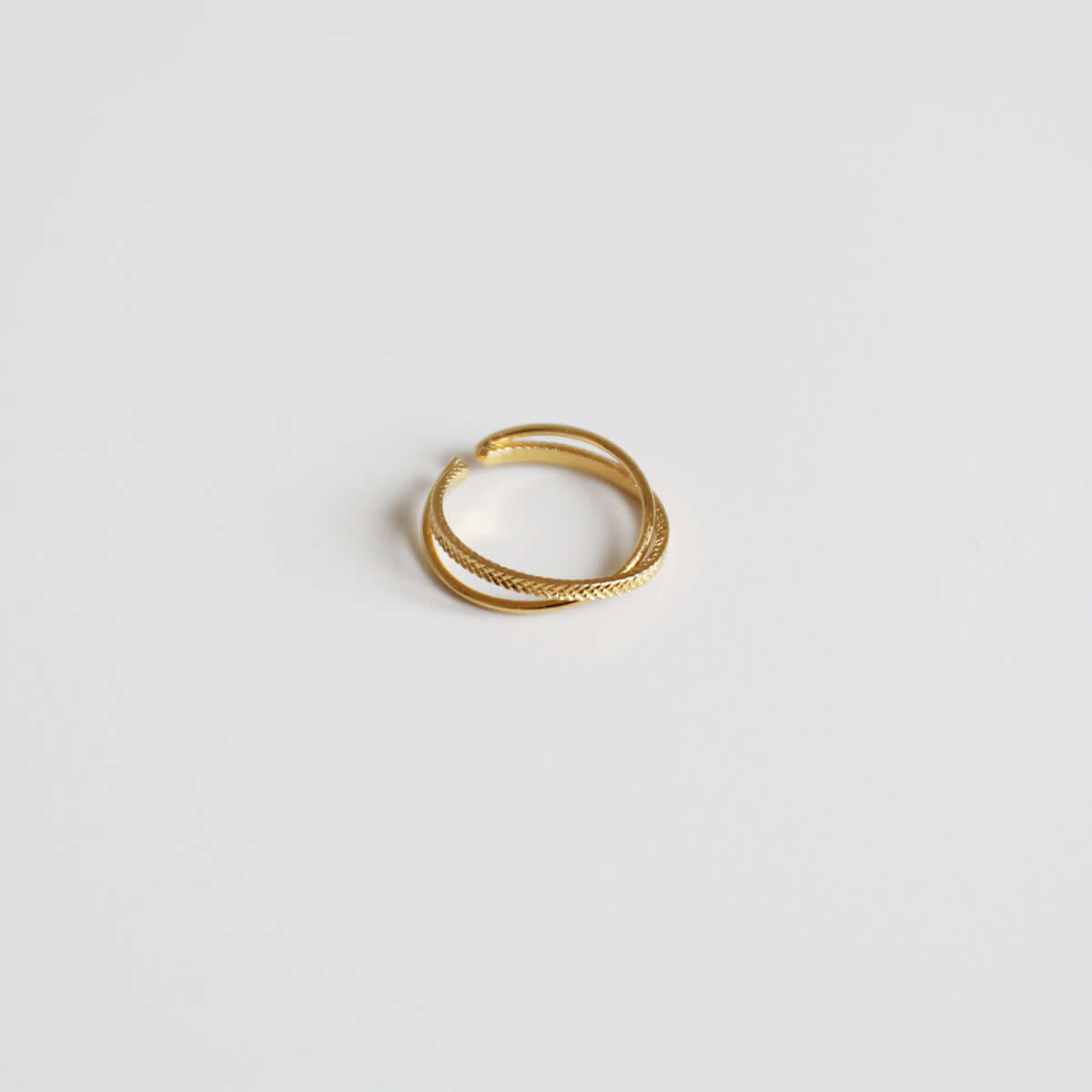 bague ajustable double anneaux doré