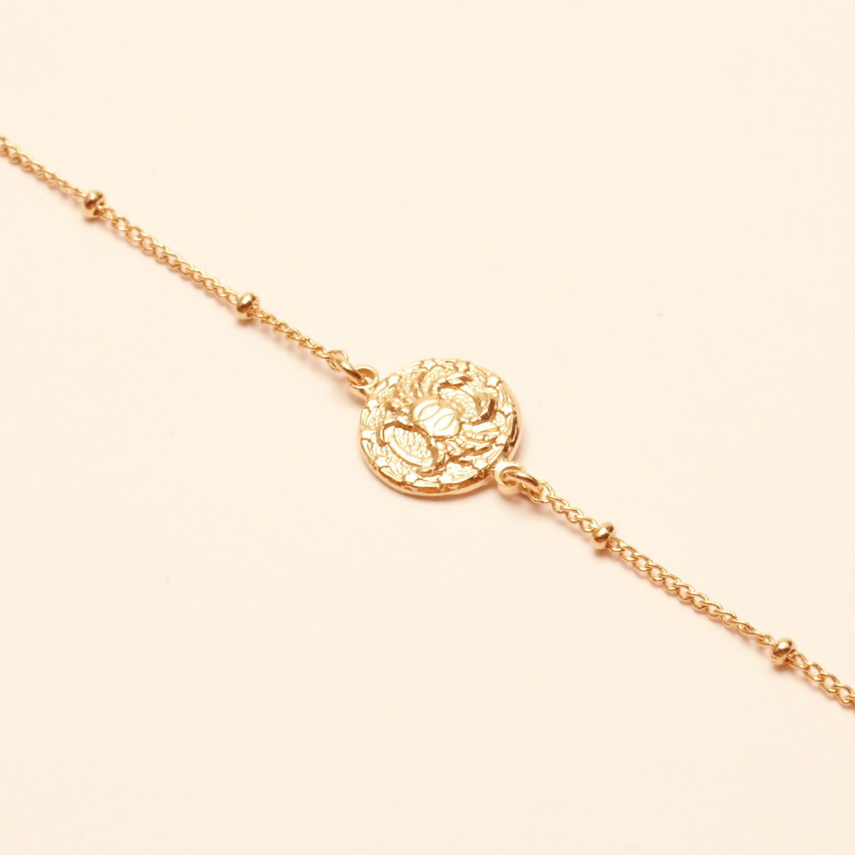Collier ajustable signe astrologique cancer or rose