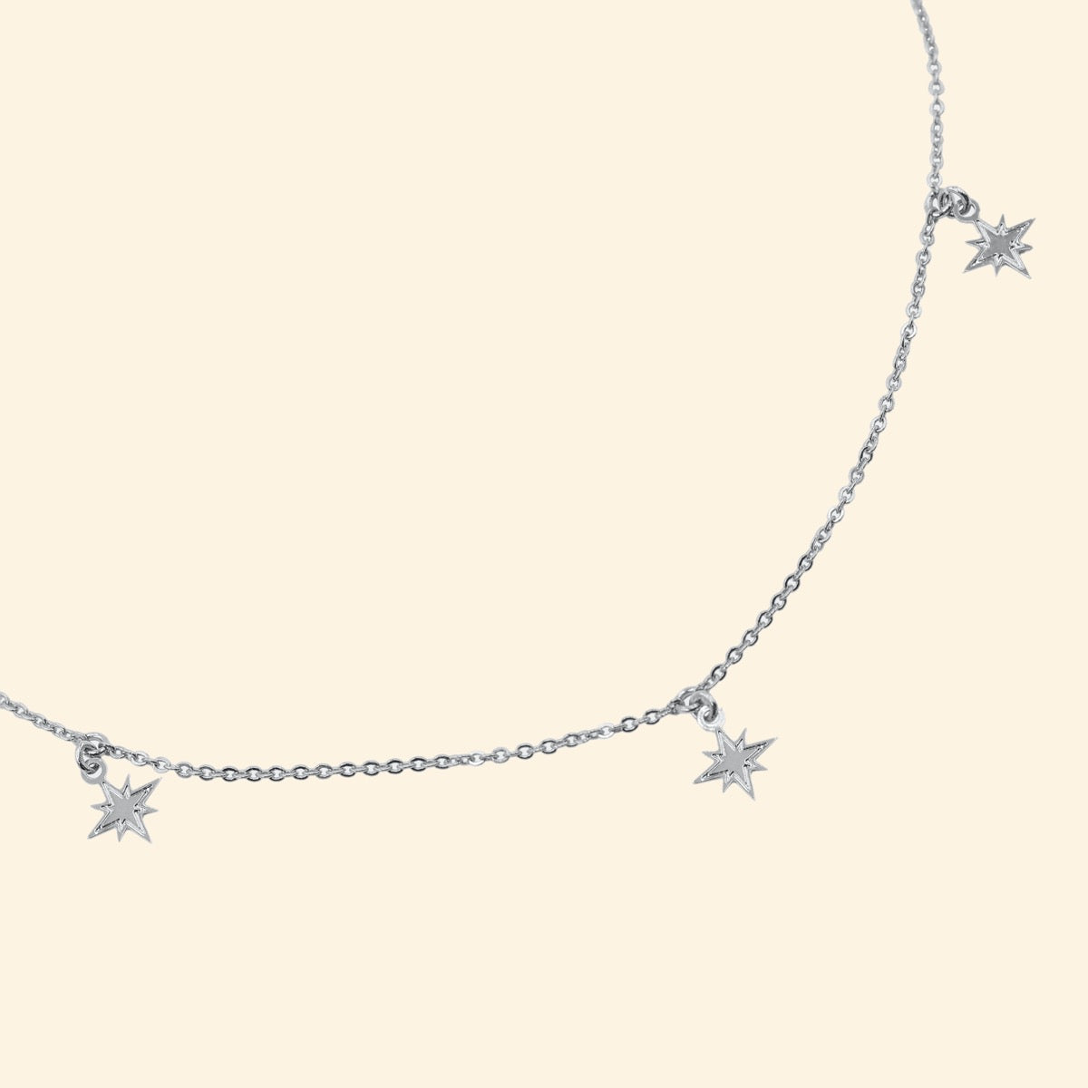 Collier ajustable argent 3 papilles étoiles