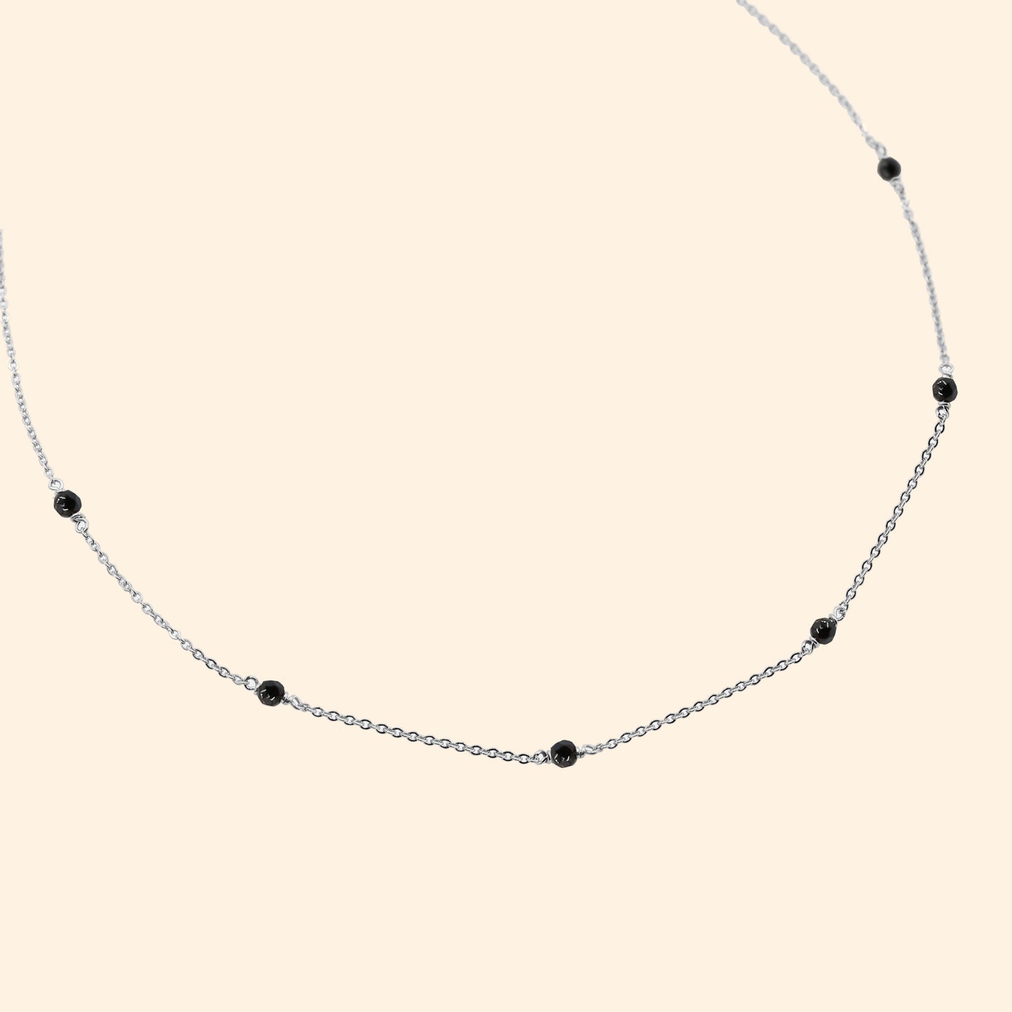 Collier argent pierres naturelles agate noir