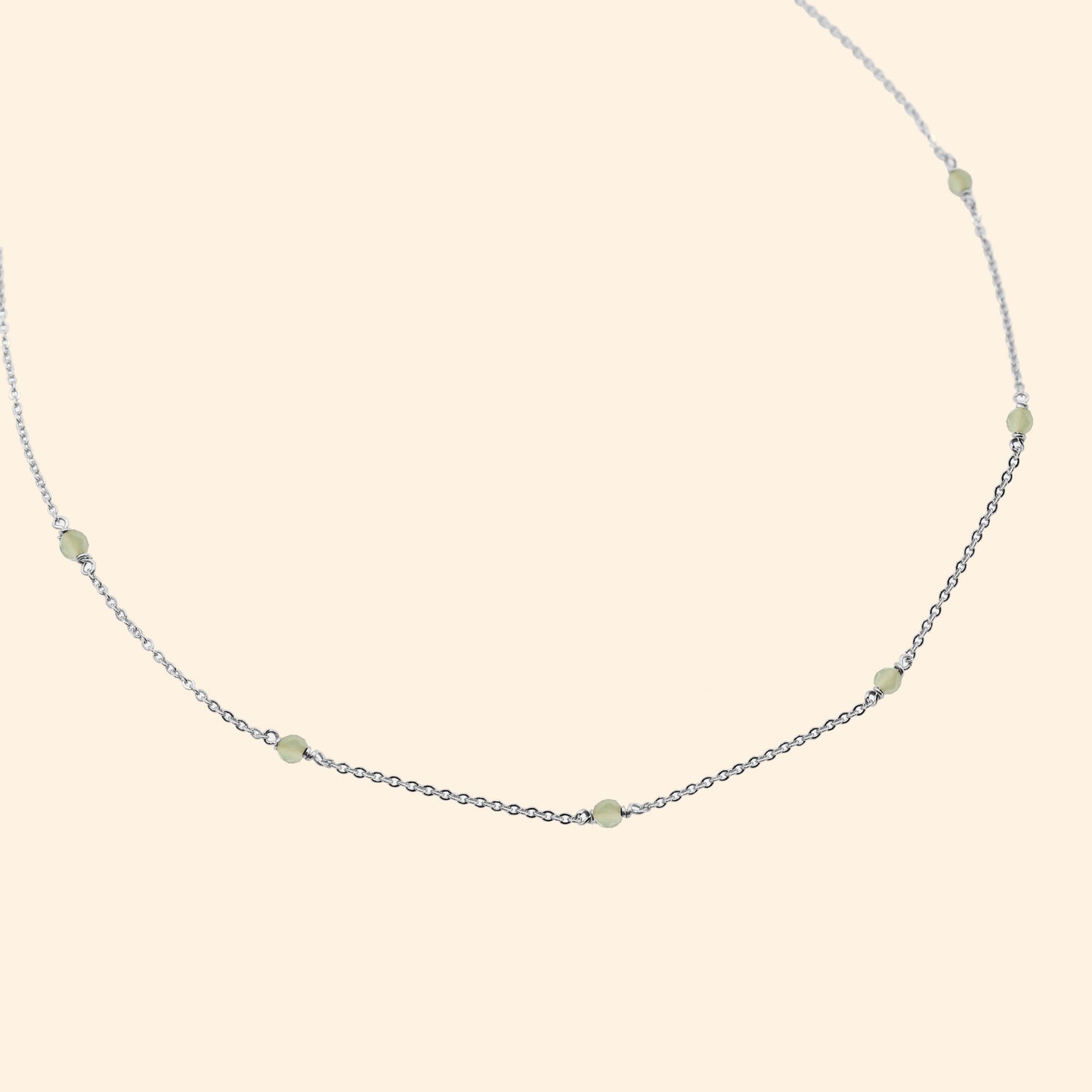 Collier argent pierres naturelles jade