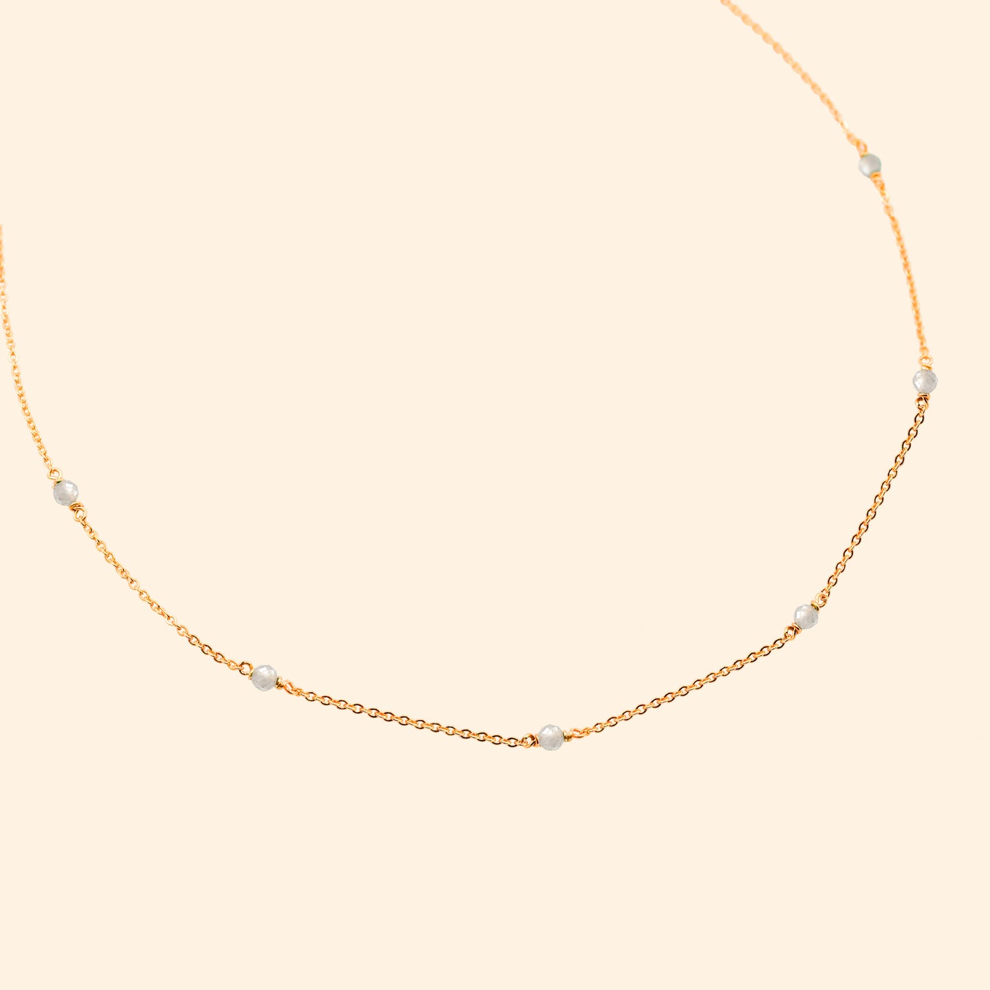 Collier or rose pierres naturelles labradorite