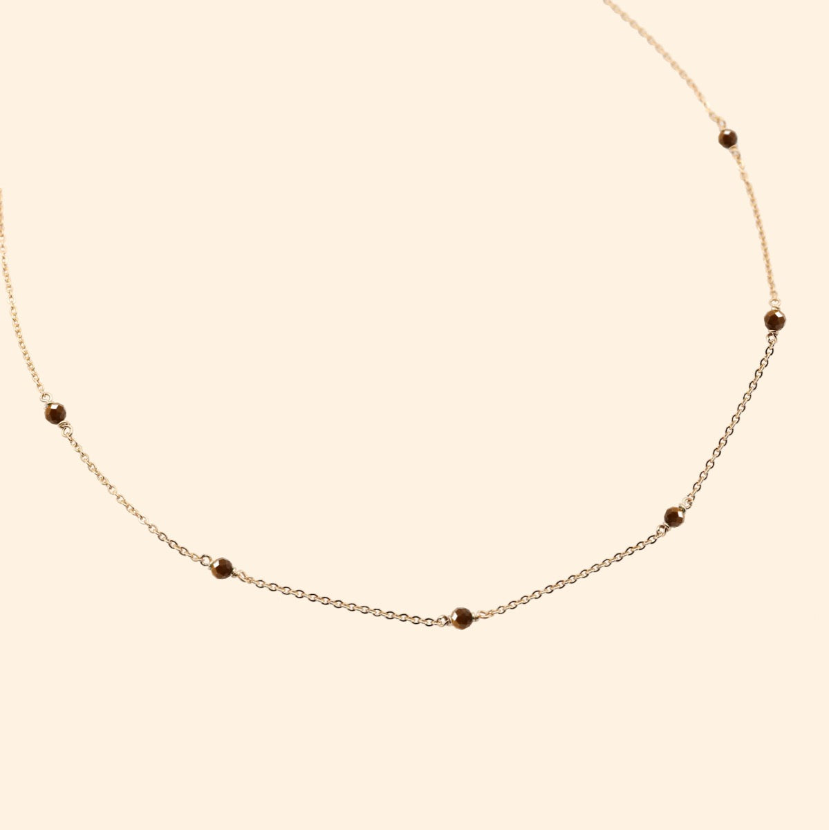 Collier or pierres naturelles oeil de tigre