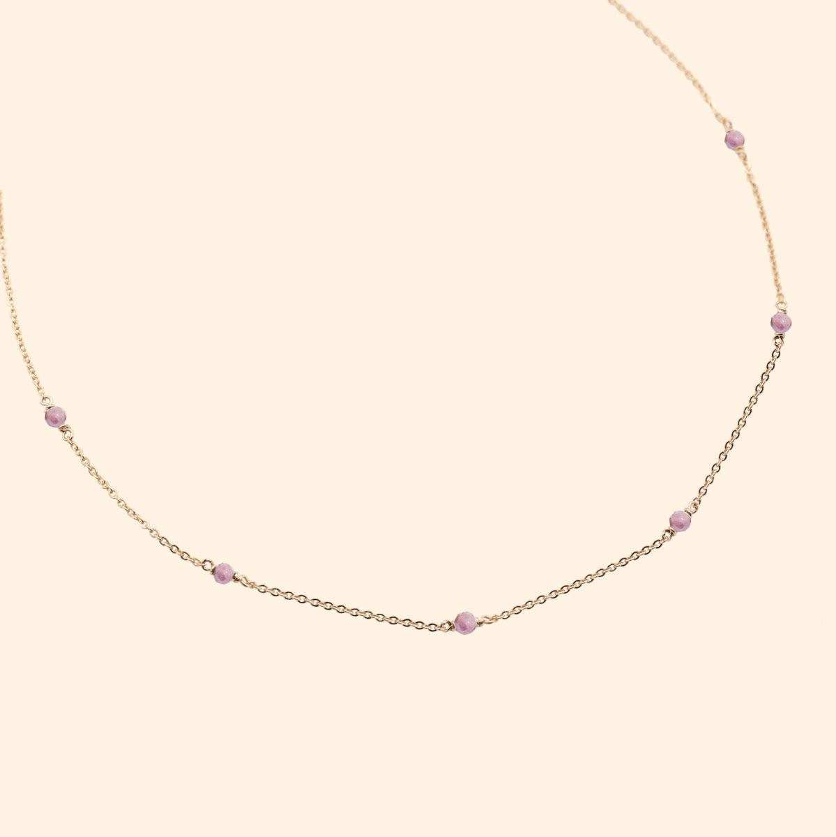 Collier or pierres naturelles rubis rouge