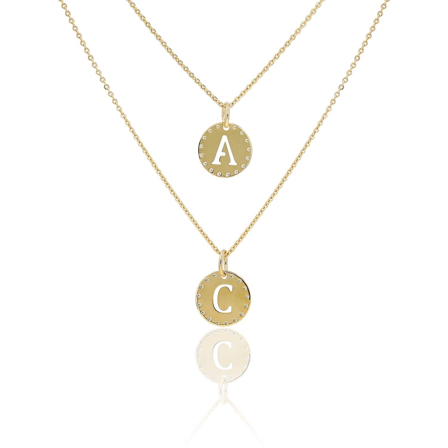 Collier double rang rond initial